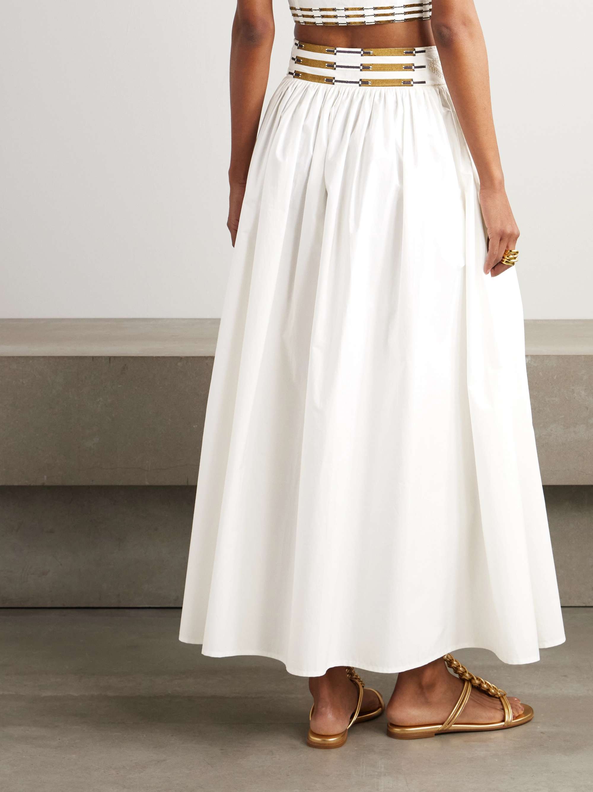 Ombretta gathered embroidered cotton-blend poplin maxi skirt view