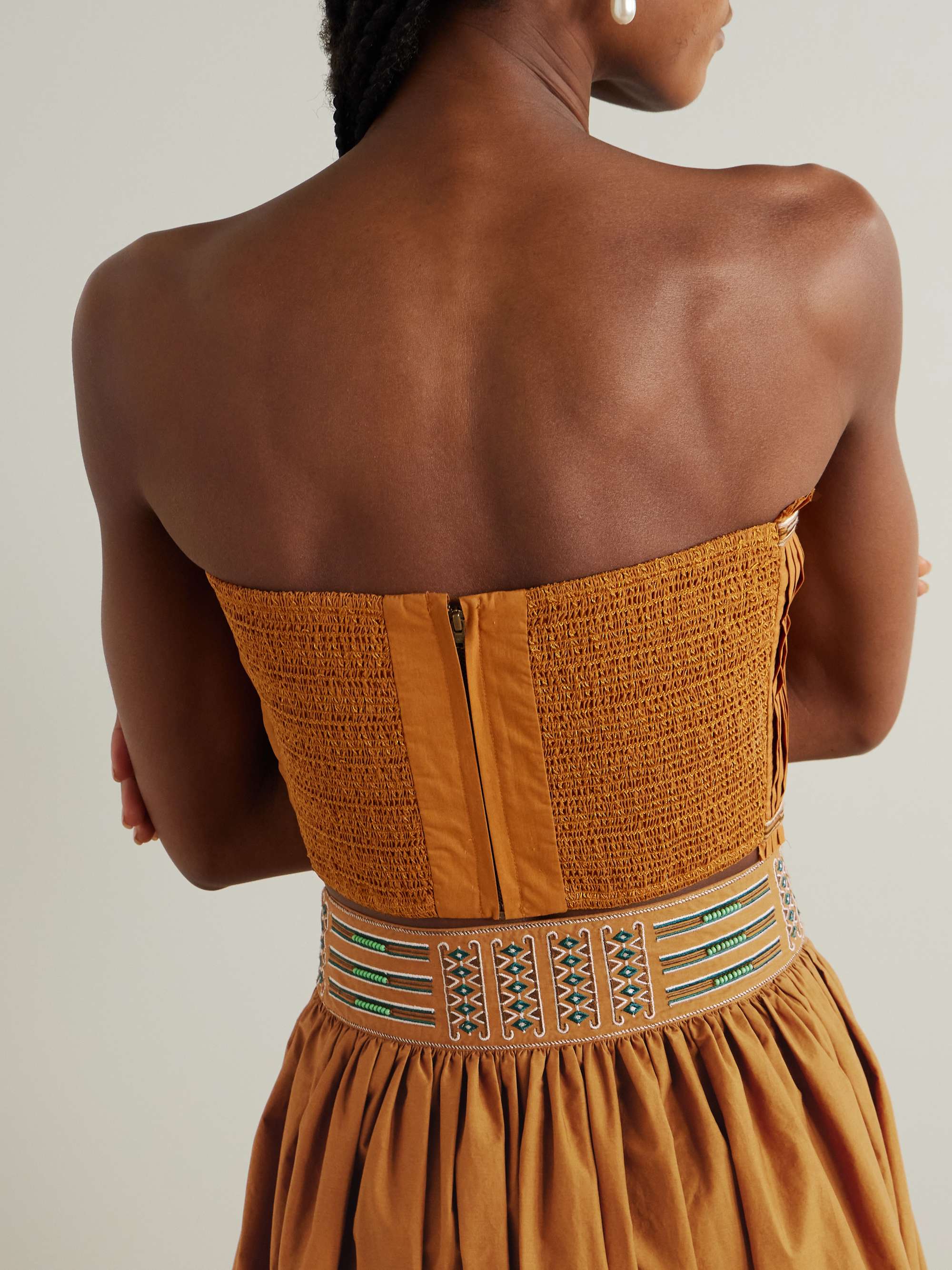 Flavia strapless cropped embroidered cotton top view