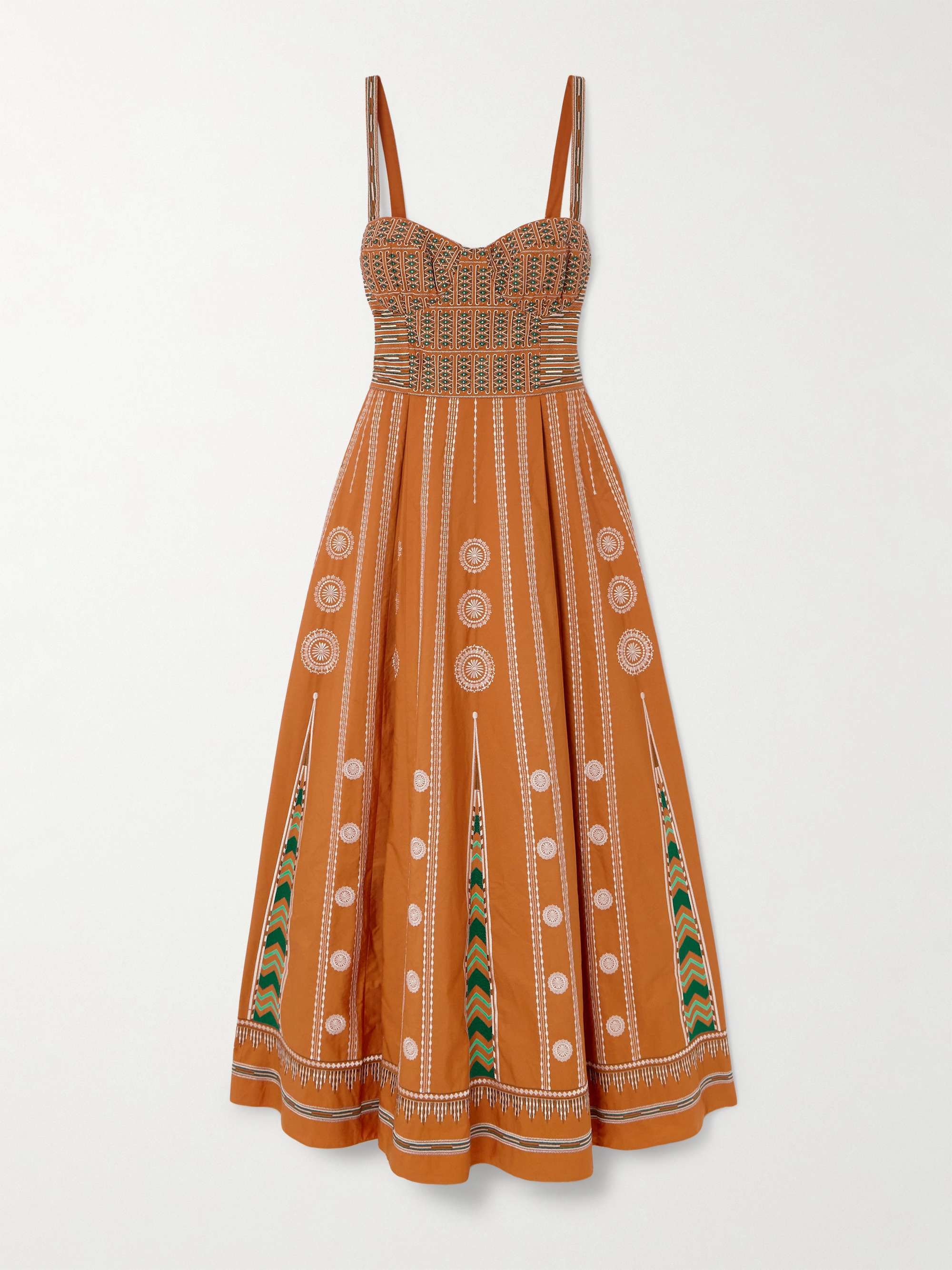 Elida embroidered silk midi dress view