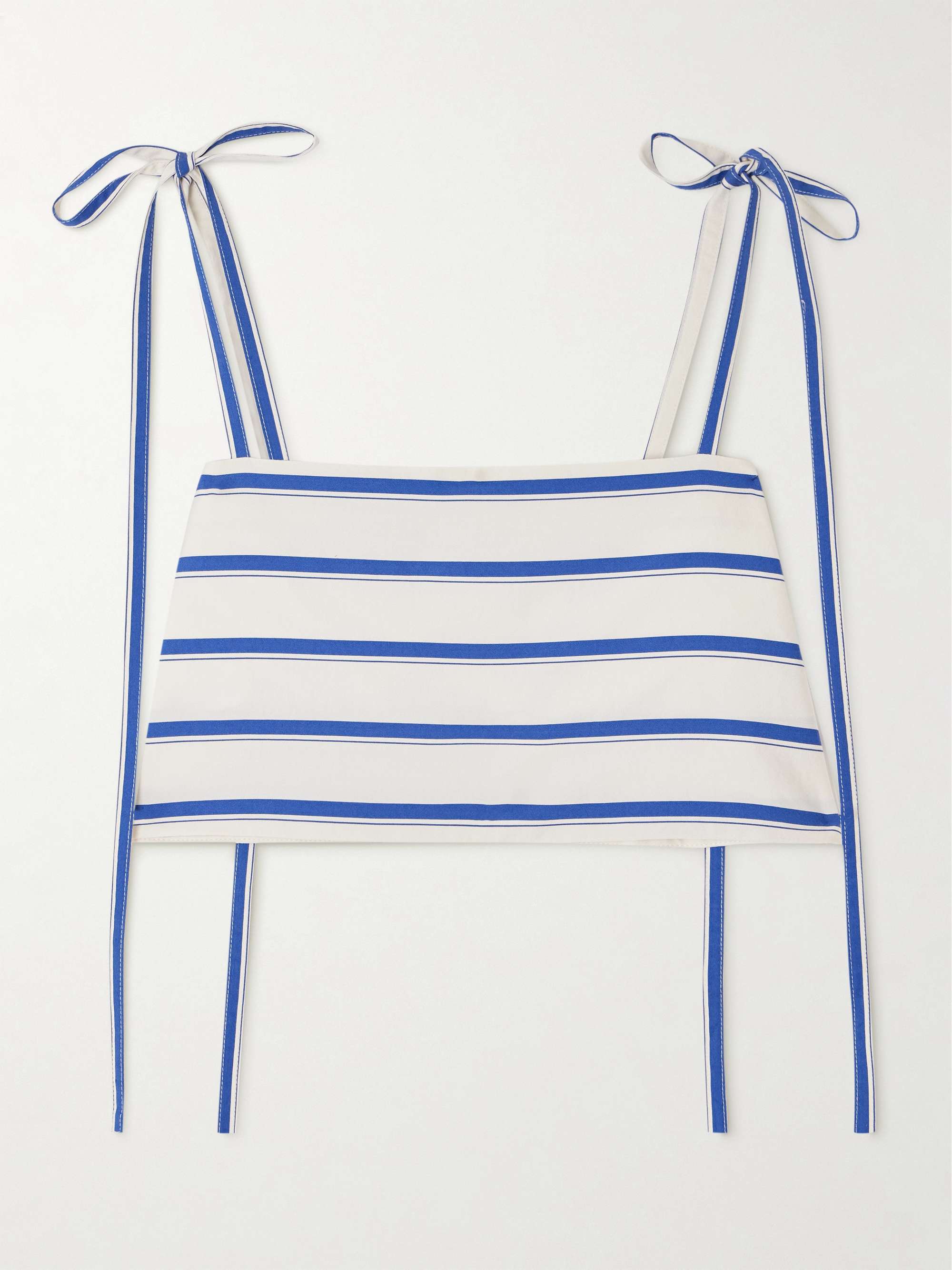 Cropped striped herringbone cotton-blend top view