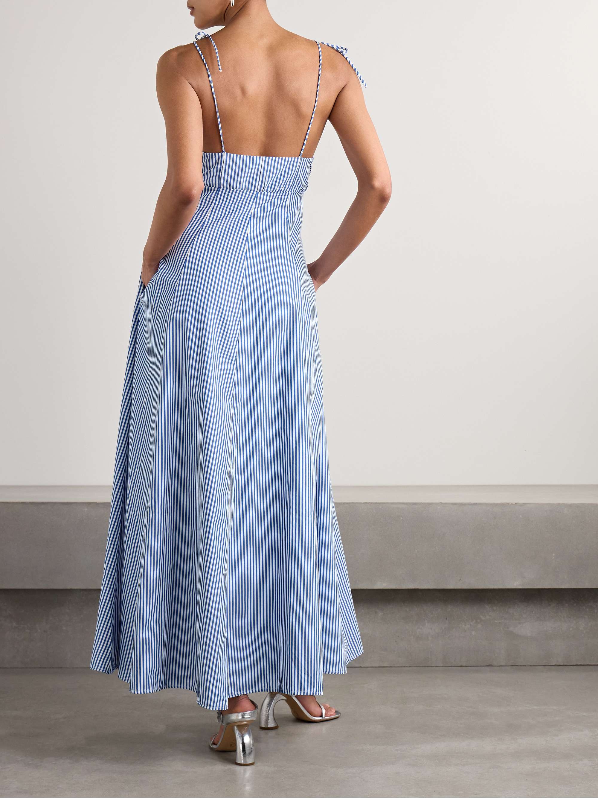 High Garden pleated striped poplin maxi dress view