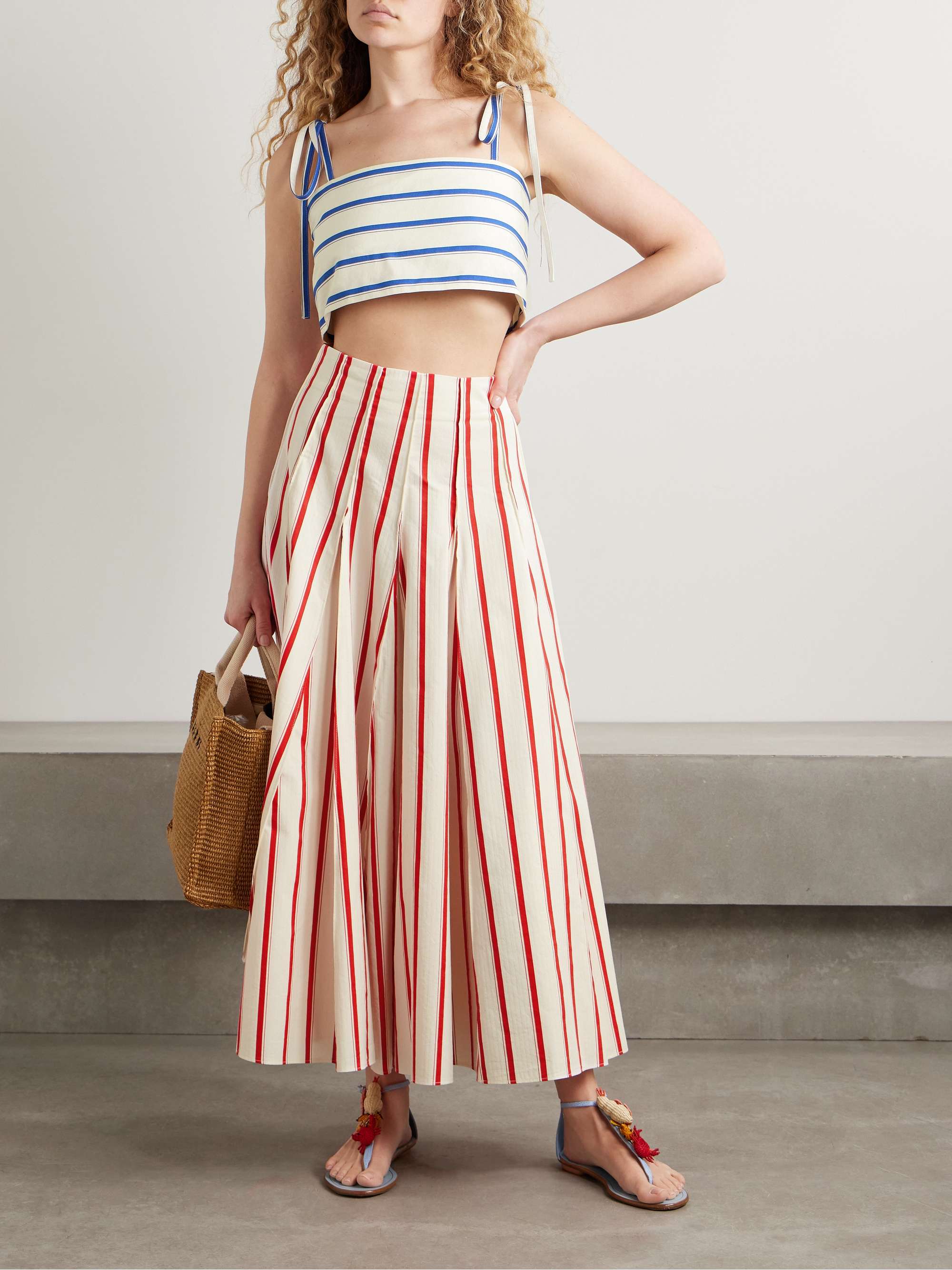 Million Pleats striped herringbone cotton-blend maxi skirt view