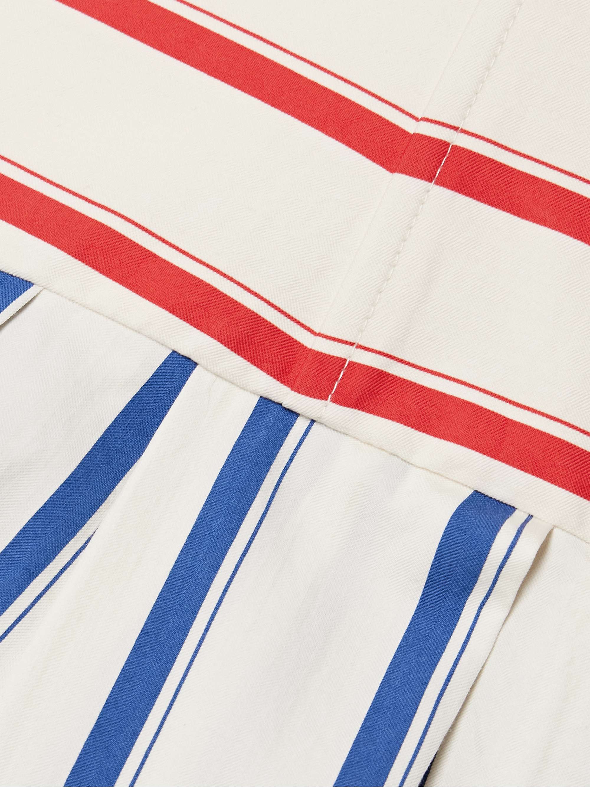Strapless pleated striped herringbone cotton-blend maxi dress view