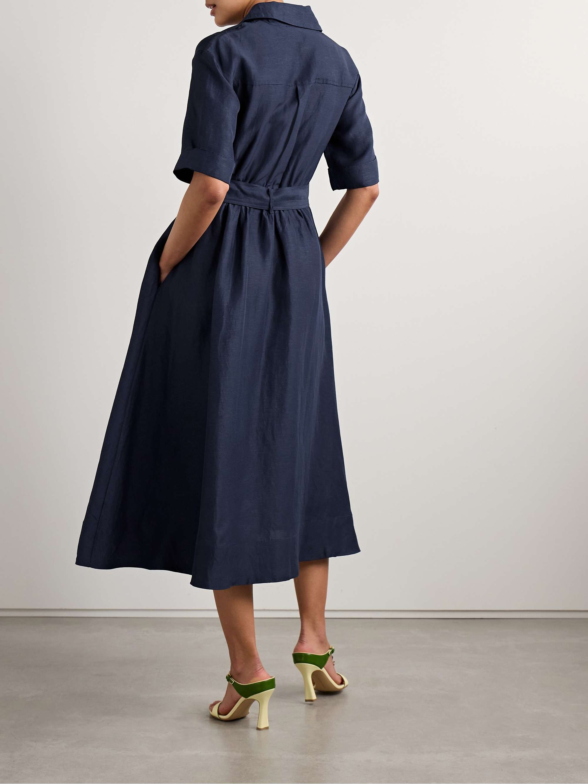 Jane belted woven midi shirt dress view