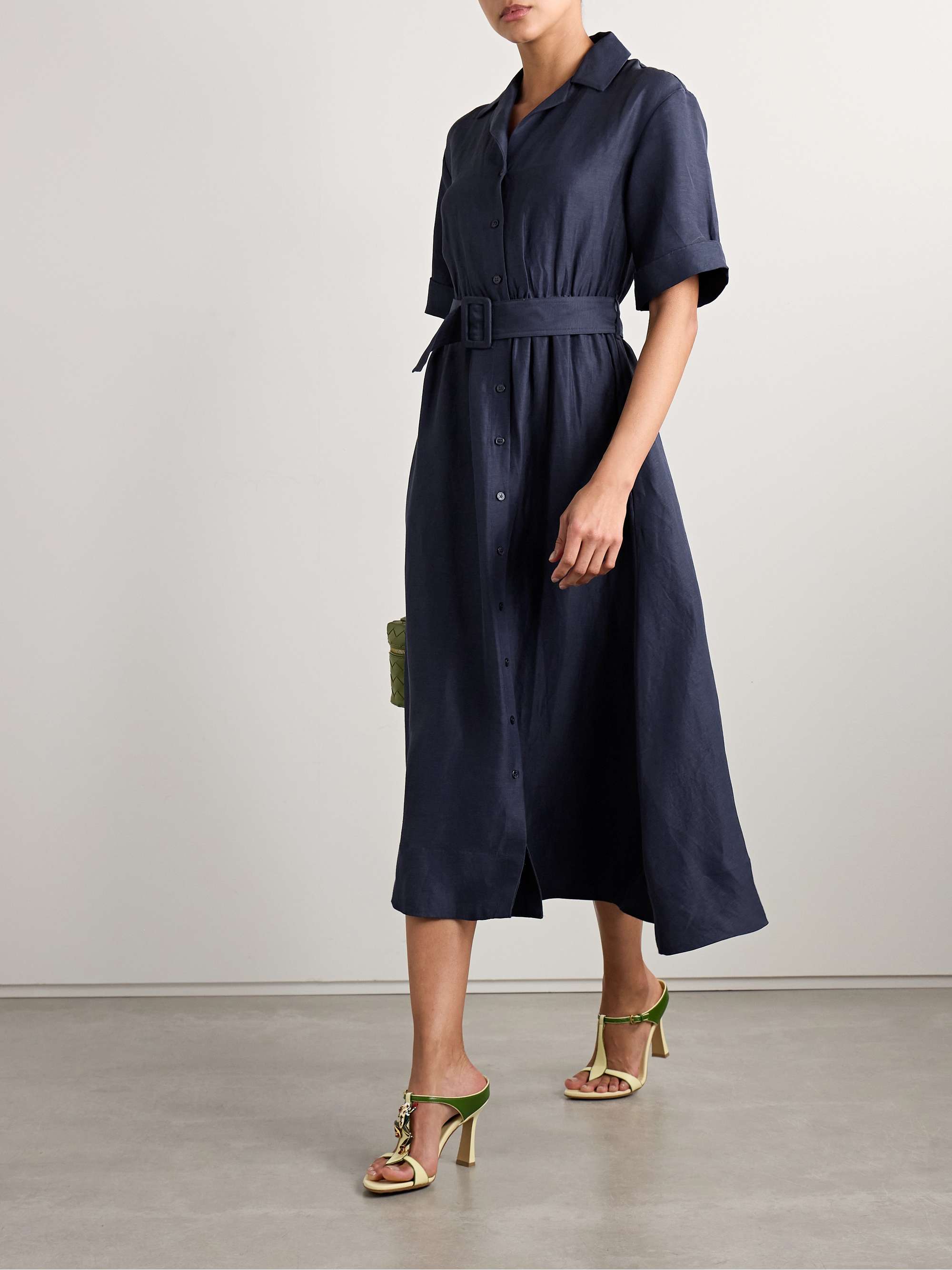Jane belted woven midi shirt dress view