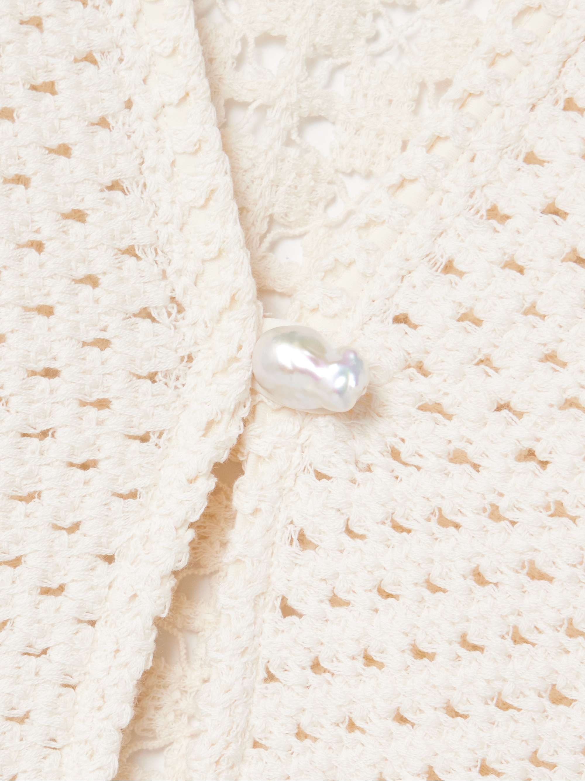 Nerea pearl-embellished crocheted cotton top view