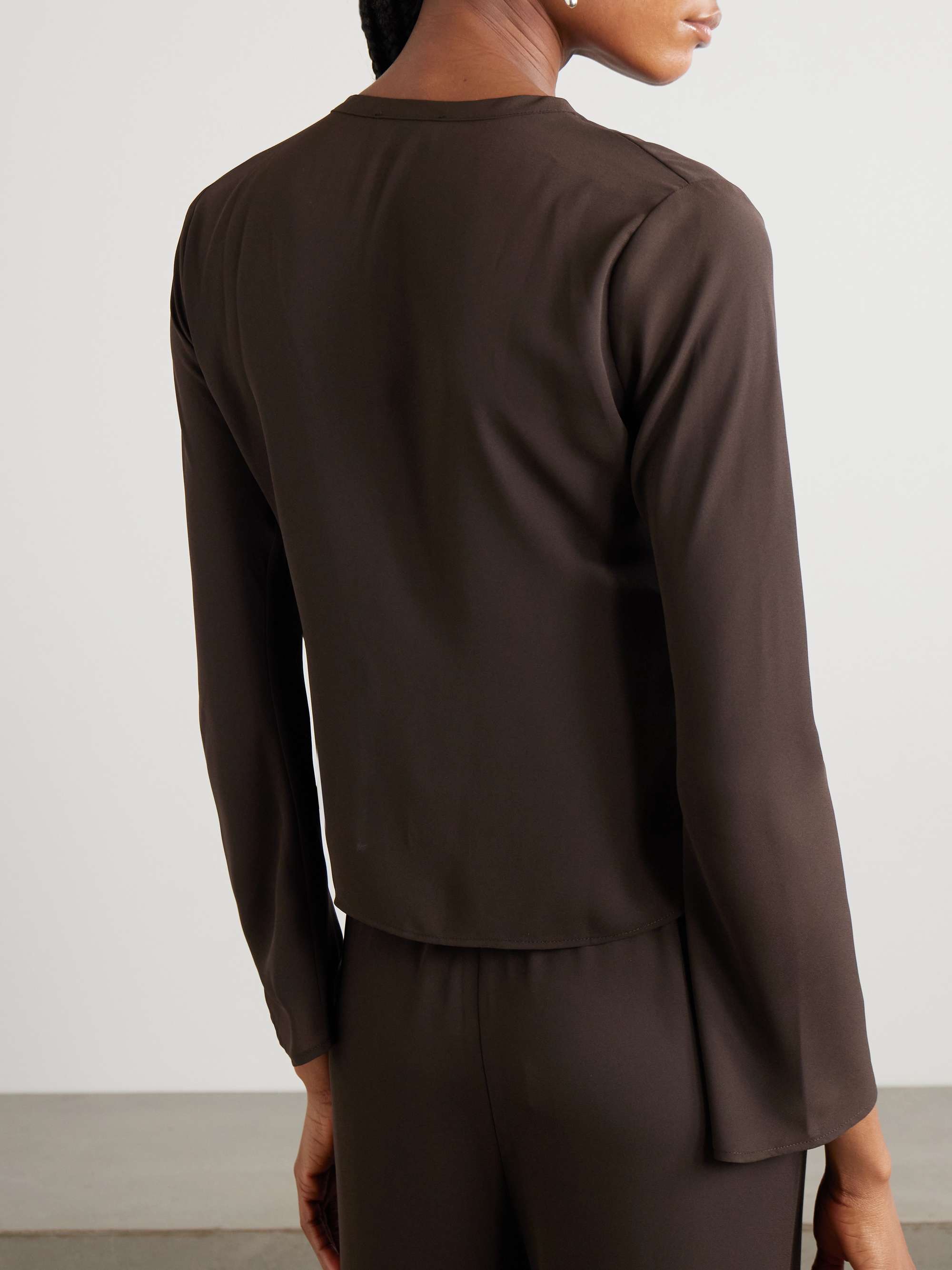 Nerea pearl-embellished recycled silk-georgette top view