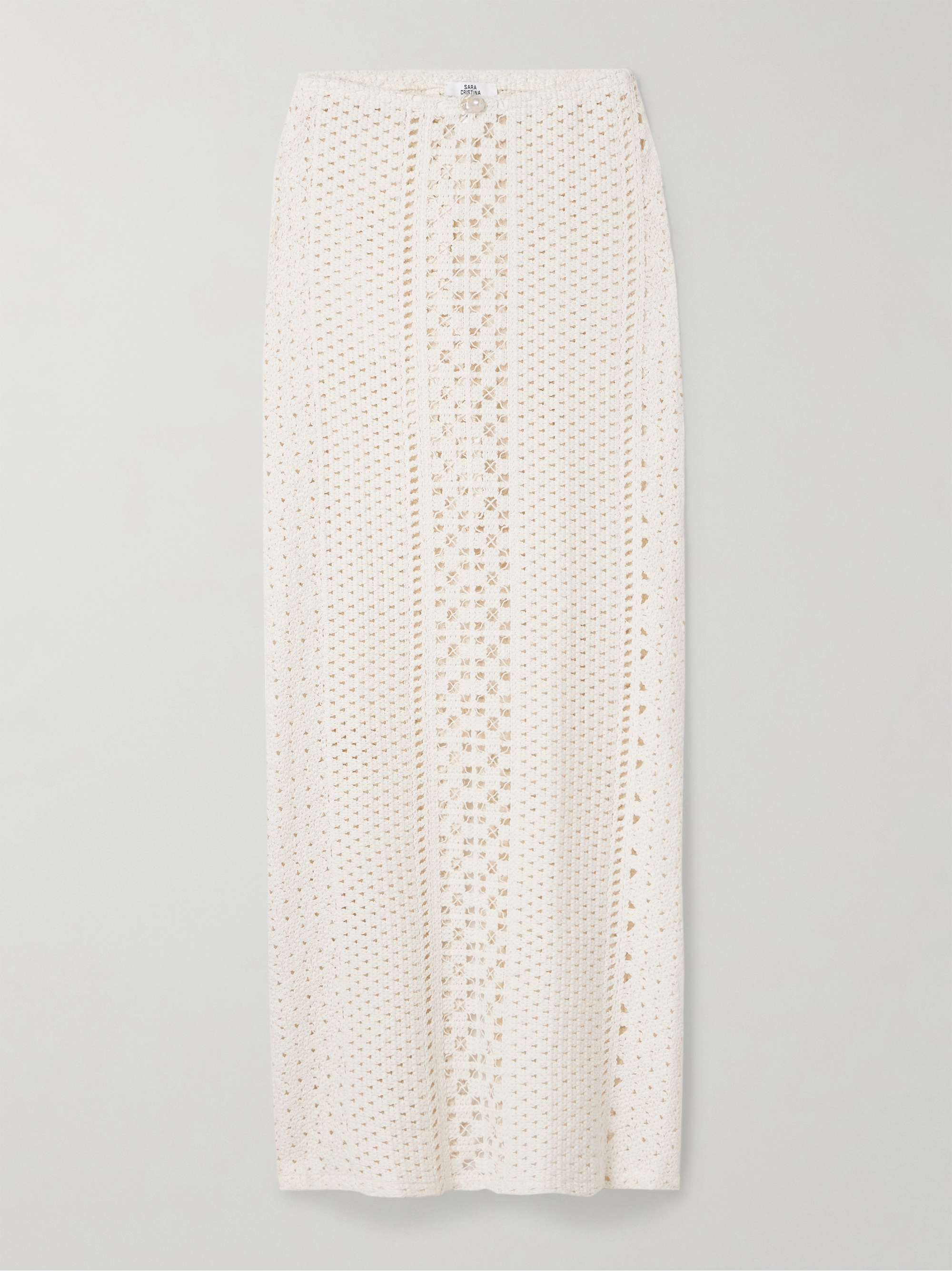 Sun pearl-embellished crocheted cotton maxi skirt view