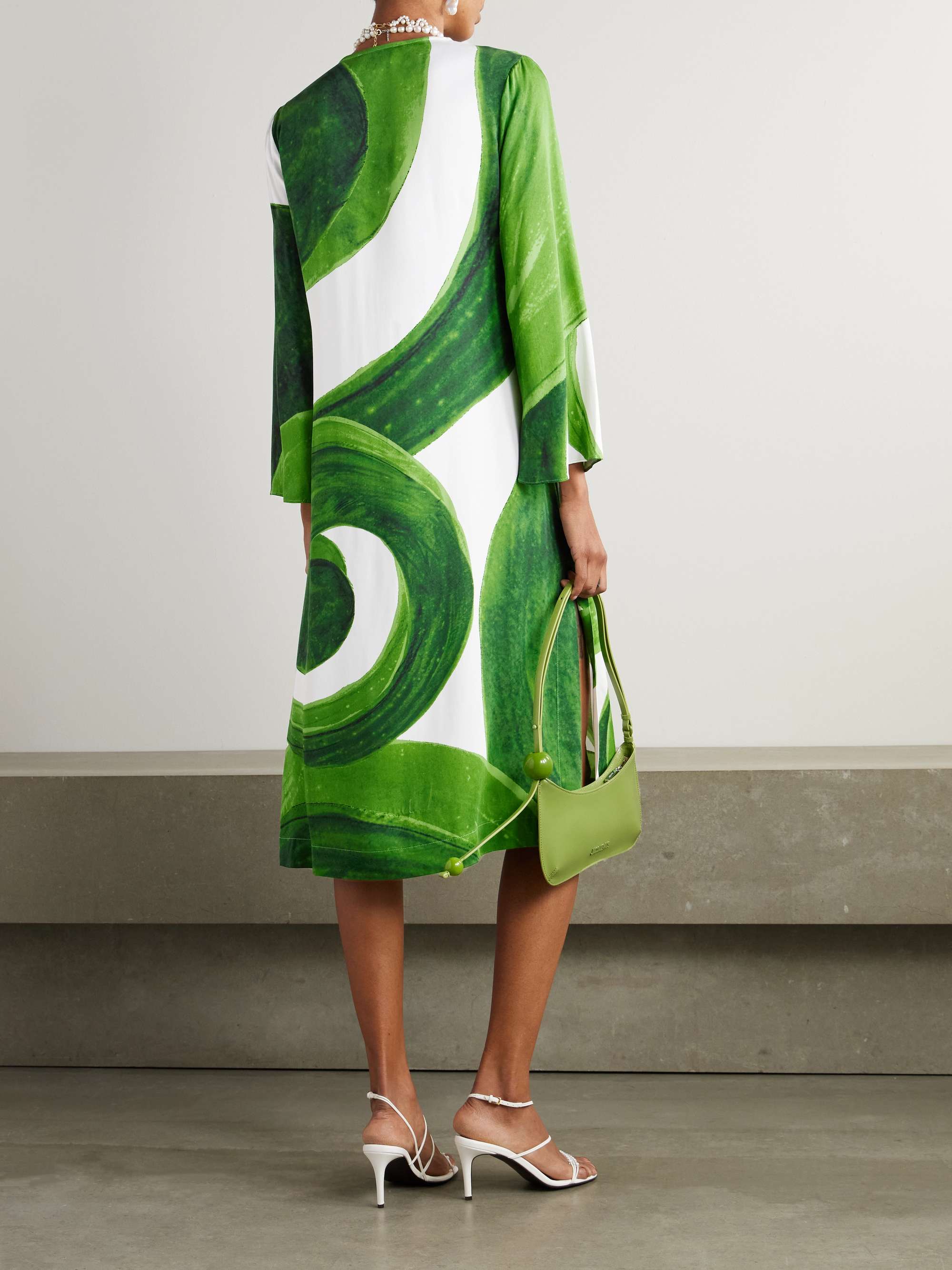 Artemis chain-embellished printed jersey midi dress view