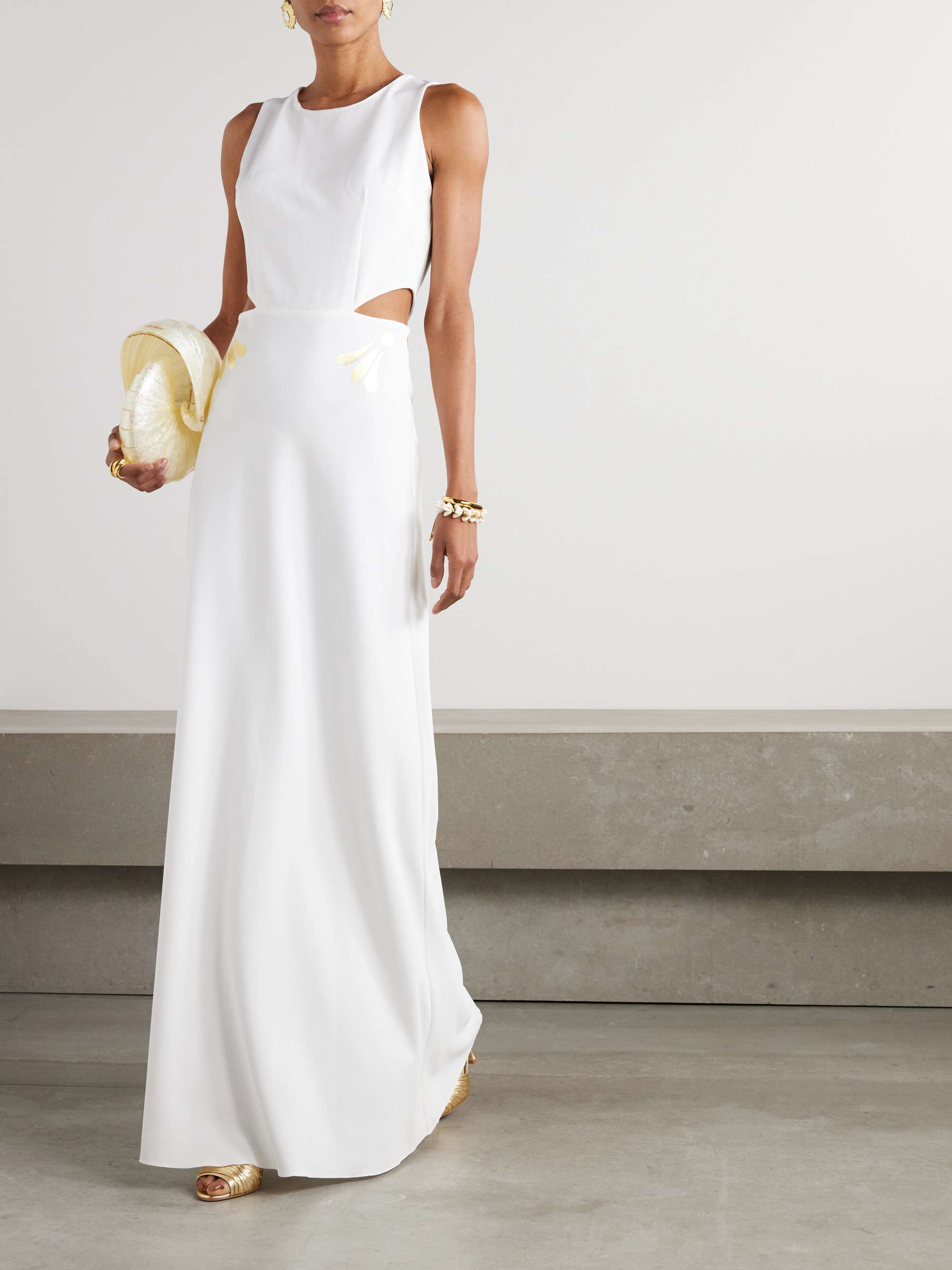 Kallos cutout printed crepe maxi dress view