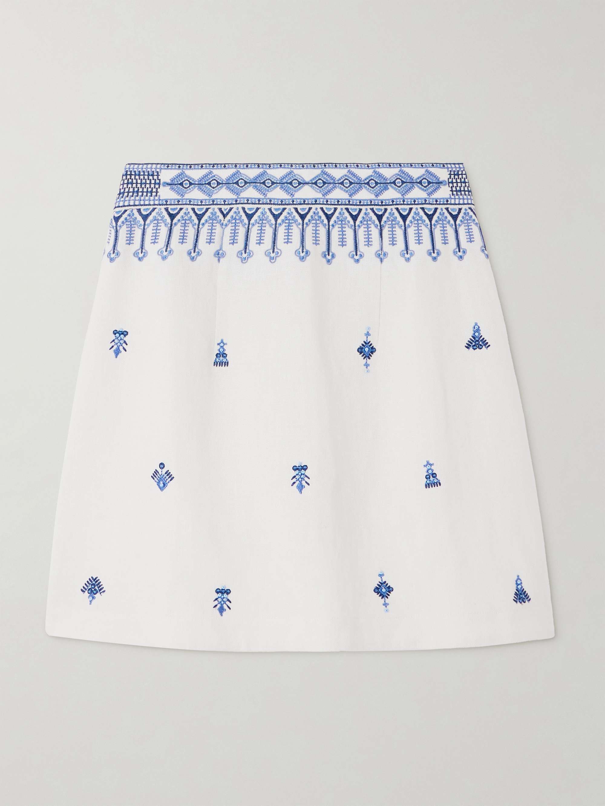 Giuliana Astragal embroidered linen and cotton-blend mini skirt view