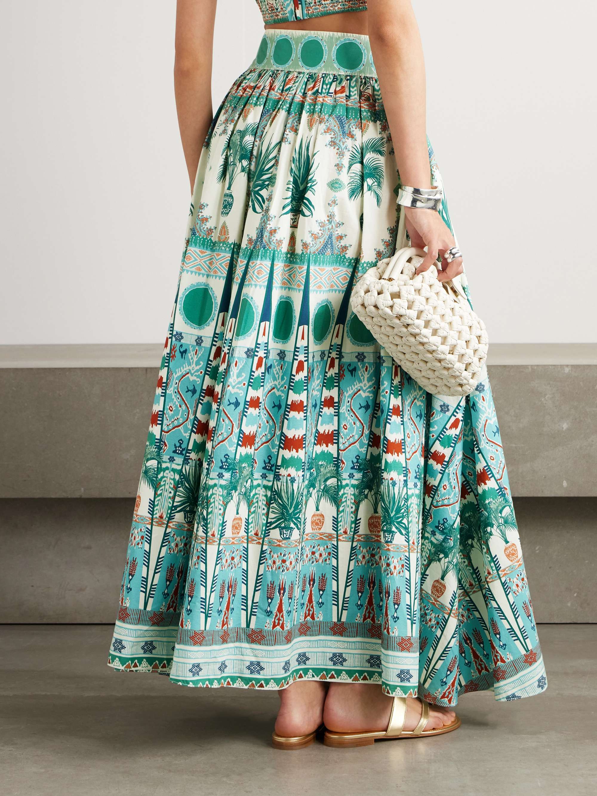 Ombretta gathered printed cotton-poplin maxi skirt view