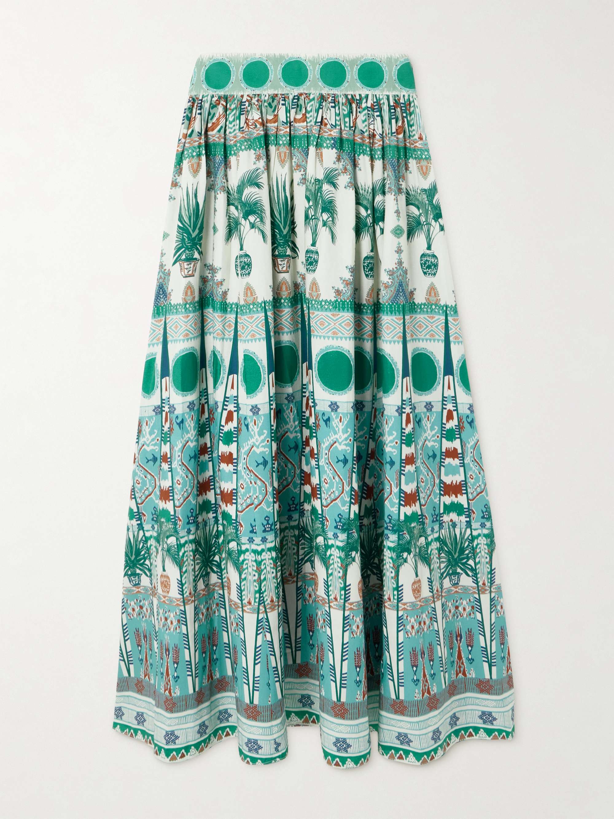Ombretta gathered printed cotton-poplin maxi skirt view