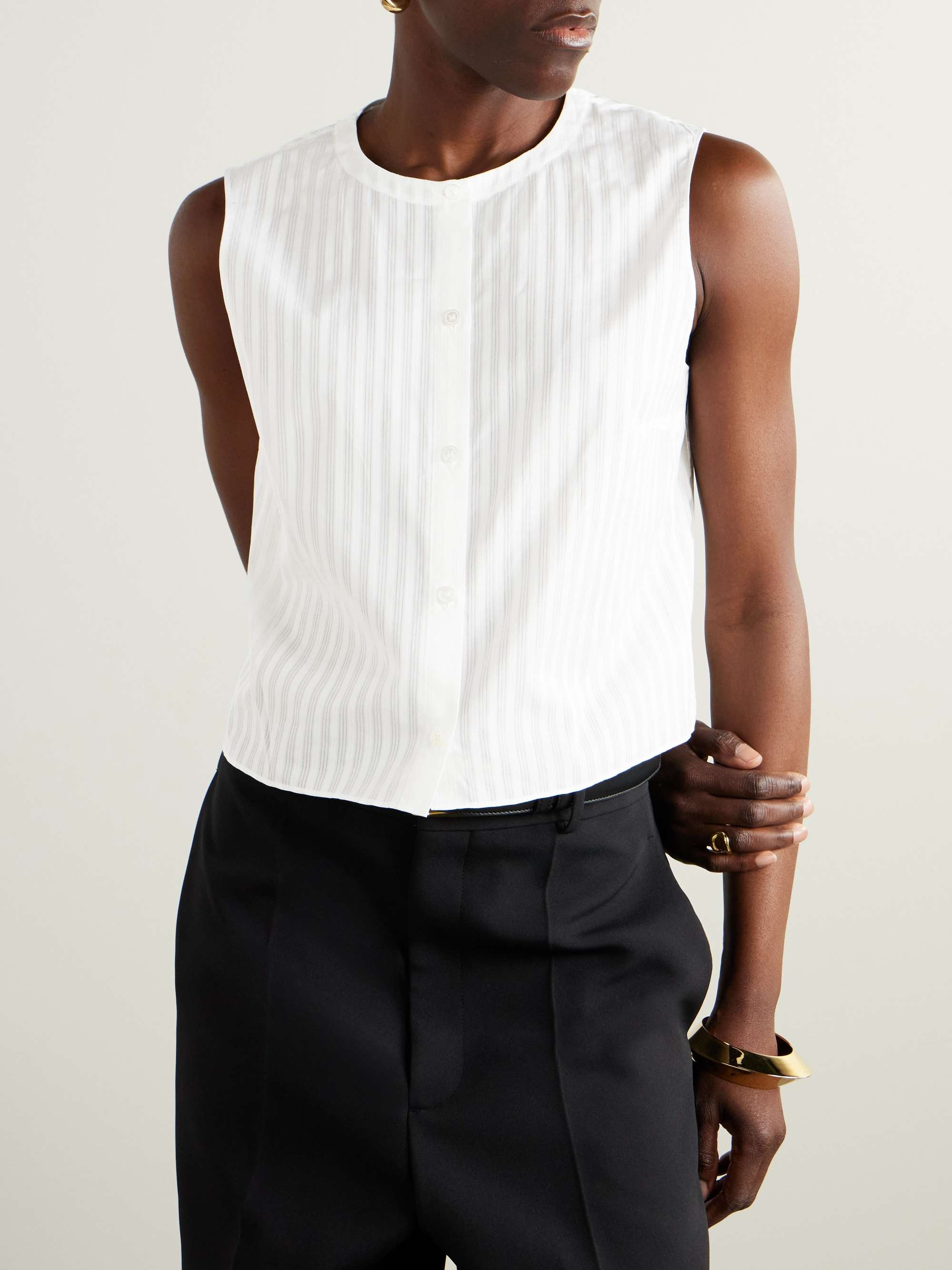 Striped cotton-voile blouse view