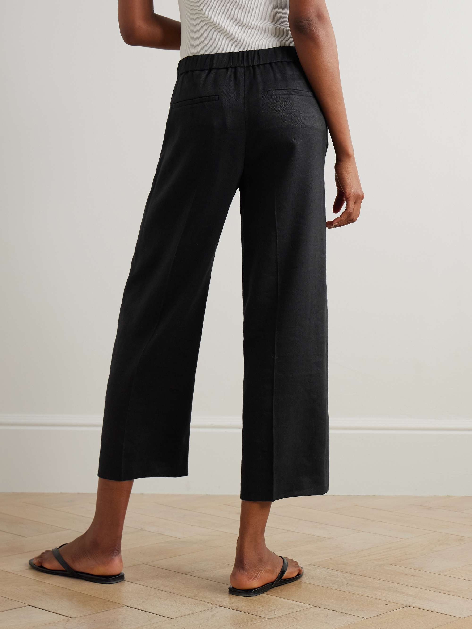 Relax cropped linen-blend twill straight-leg pants view