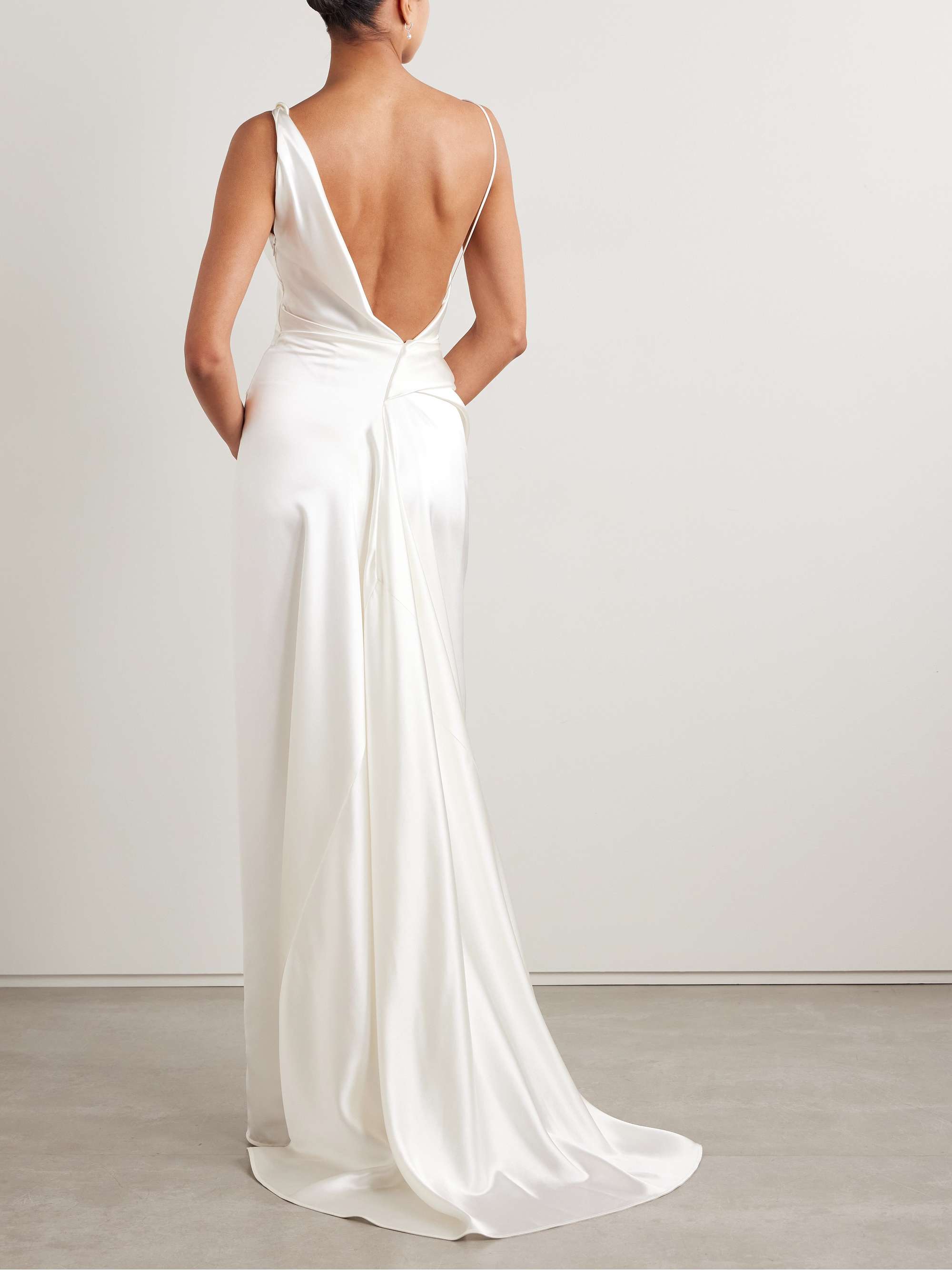 Minerva draped silk-satin gown view