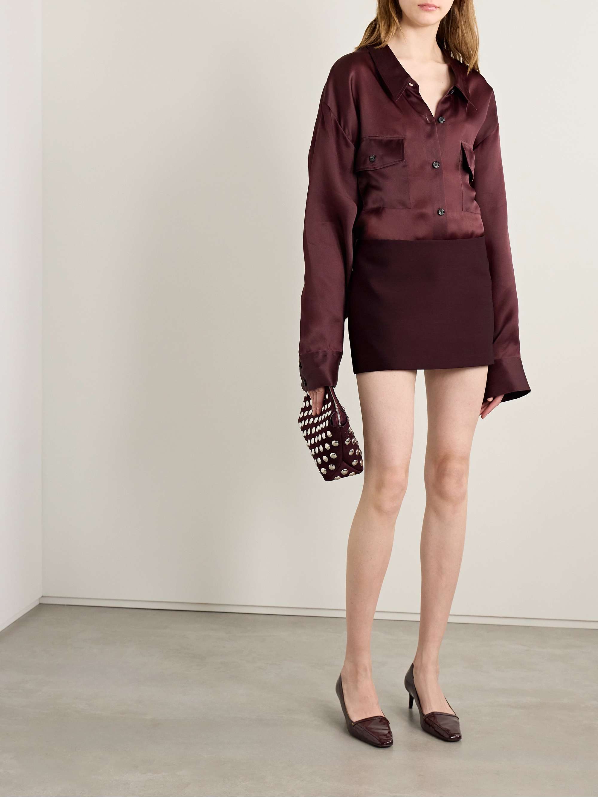 Jett wool and silk-blend crepe mini skirt view