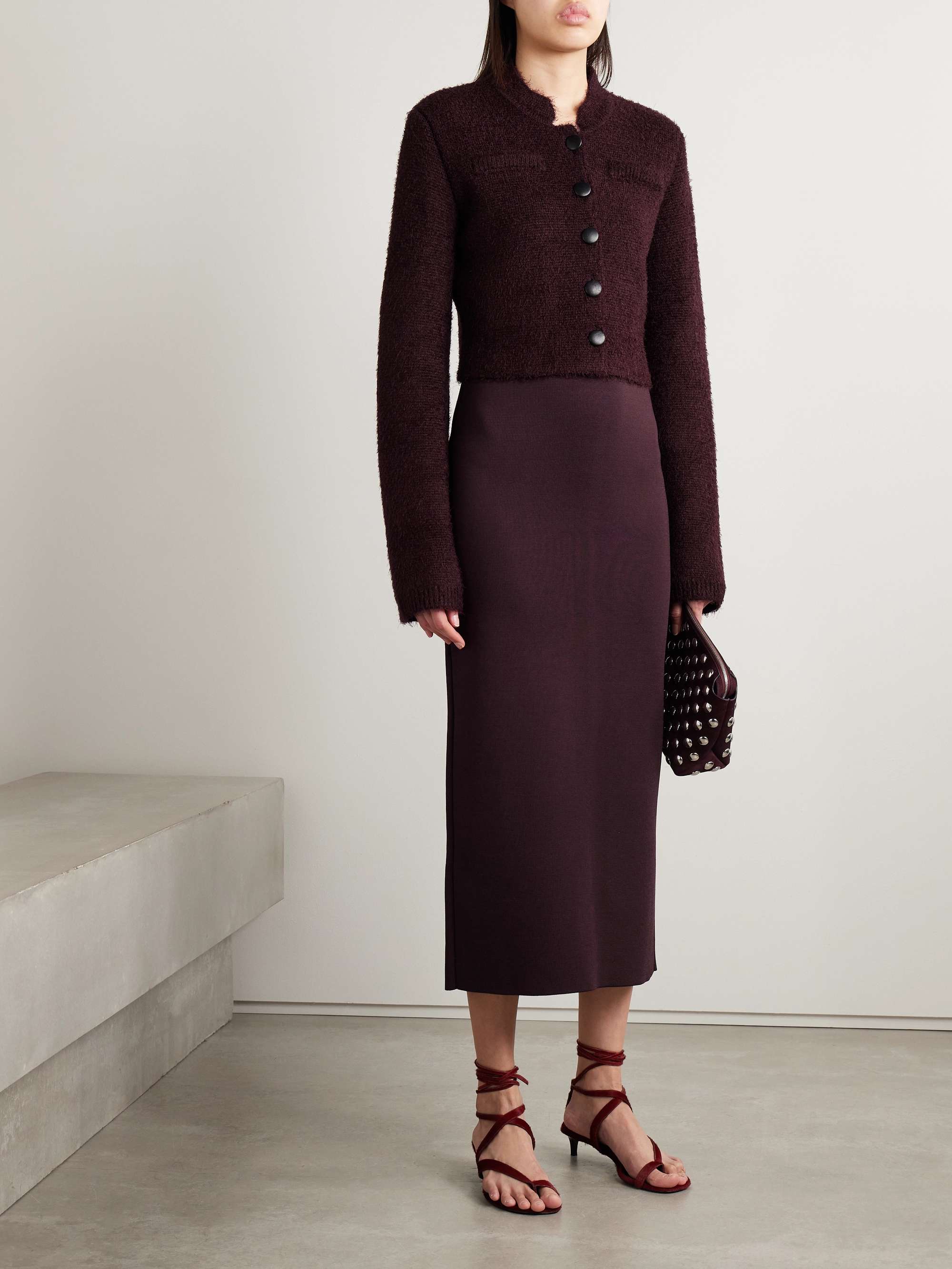 Ello brushed silk and cashmere-blend cardigan view