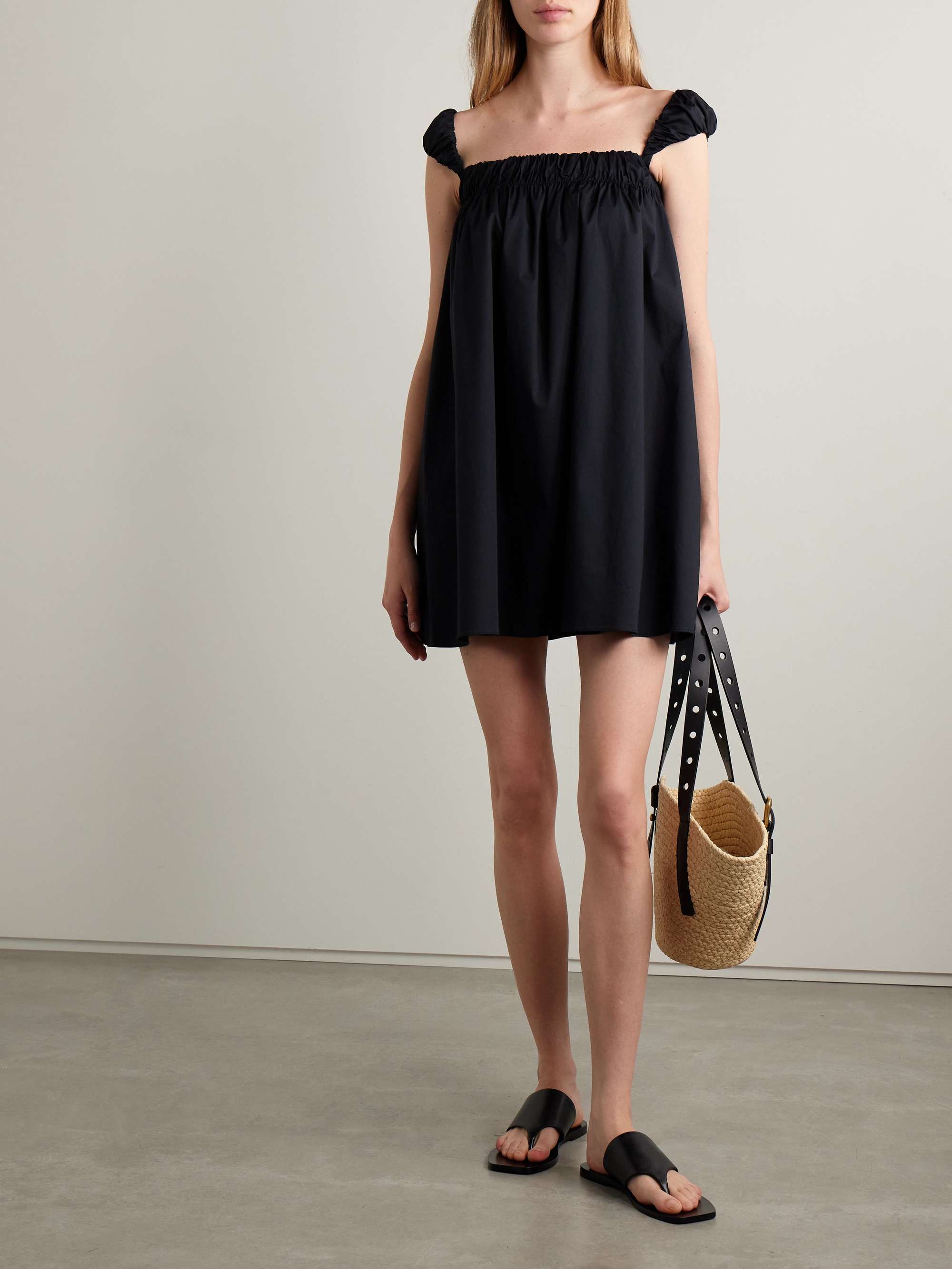Beau gathered cotton-blend poplin mini dress view