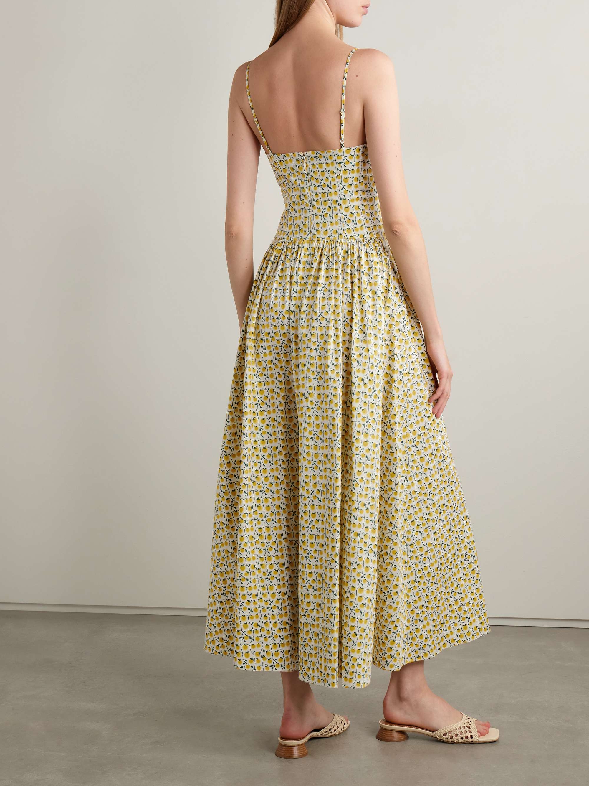 Dena pleated printed cotton-blend poplin maxi dress view