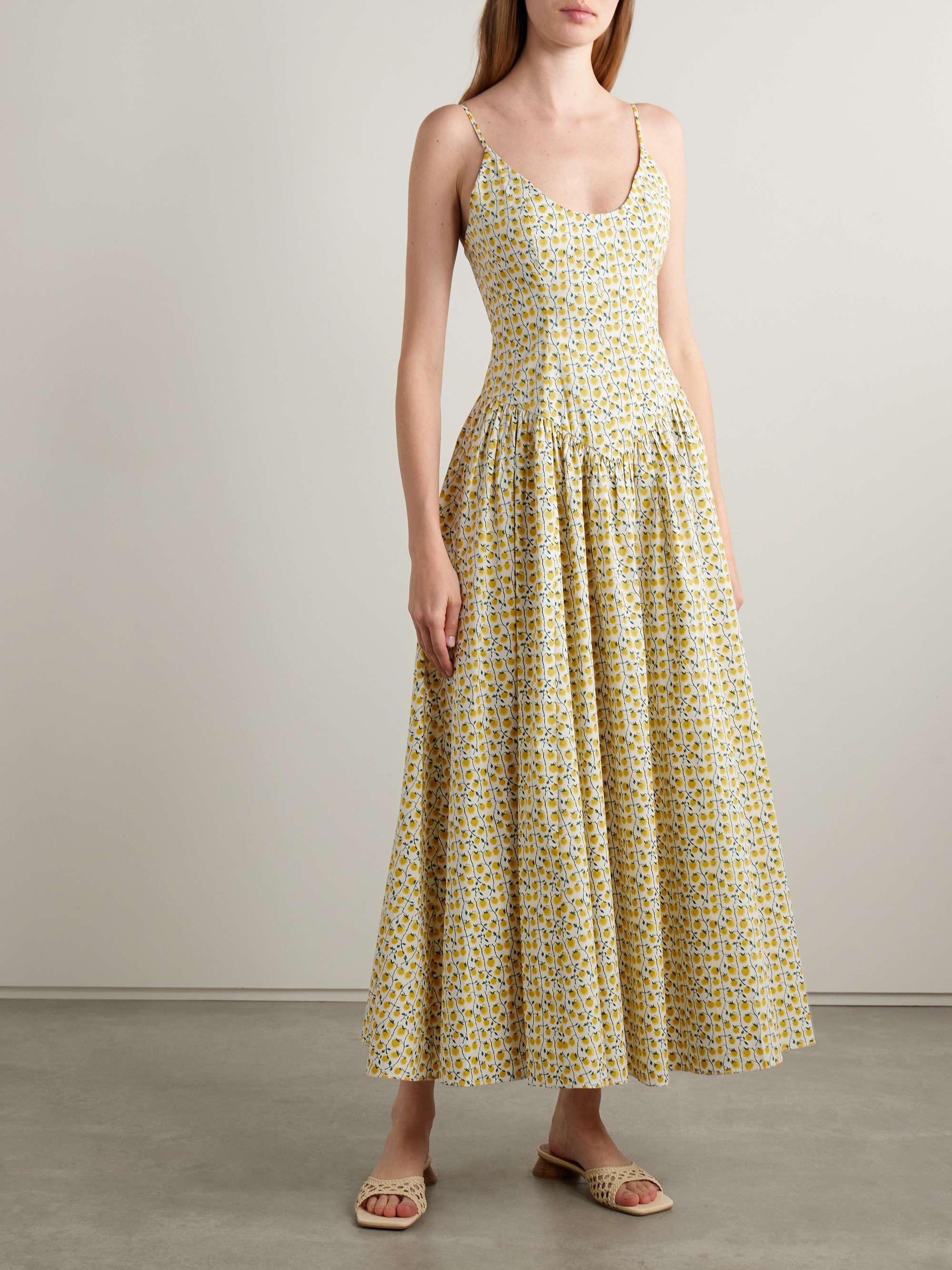 Dena pleated printed cotton-blend poplin maxi dress view