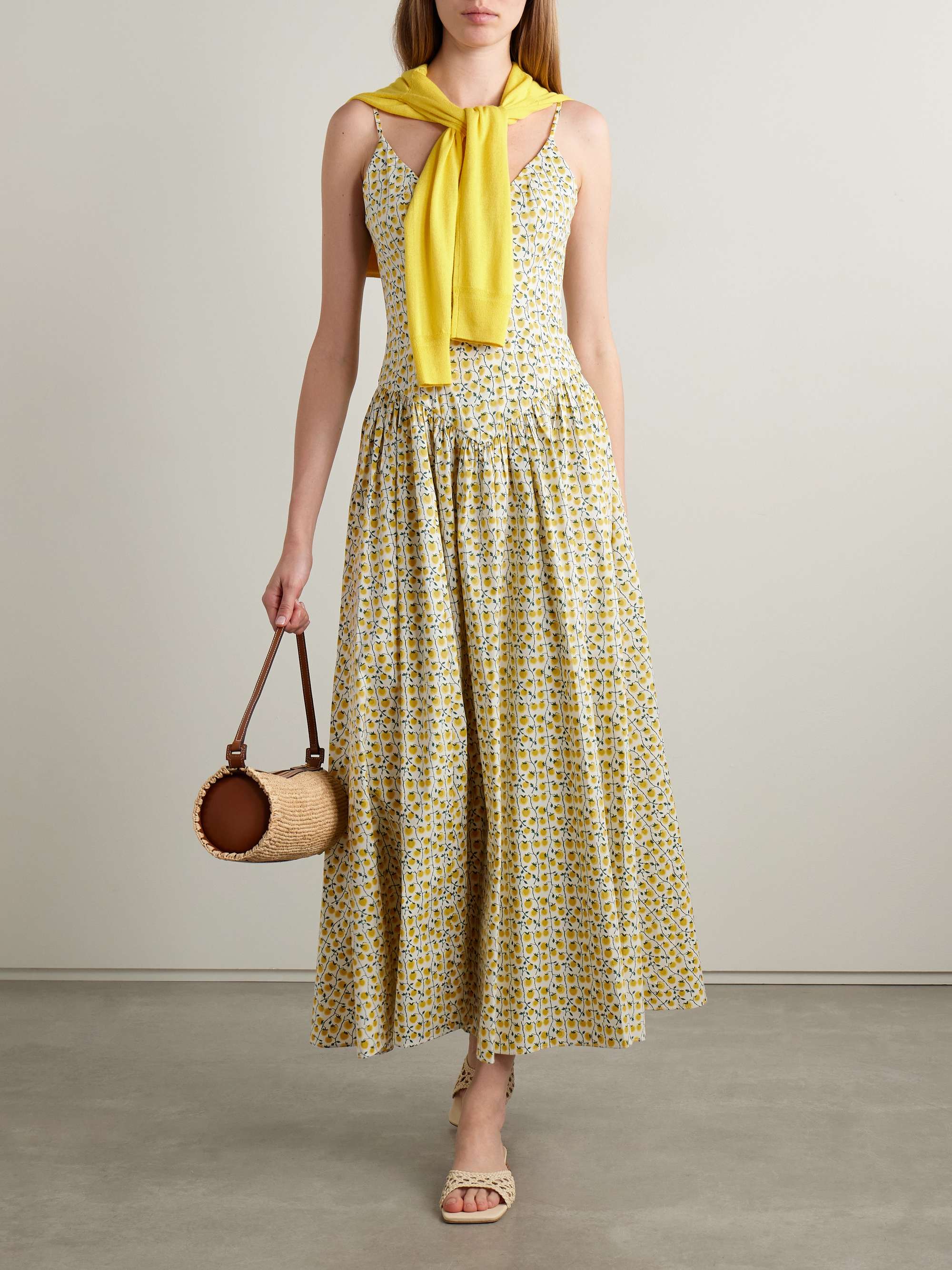 Dena pleated printed cotton-blend poplin maxi dress view