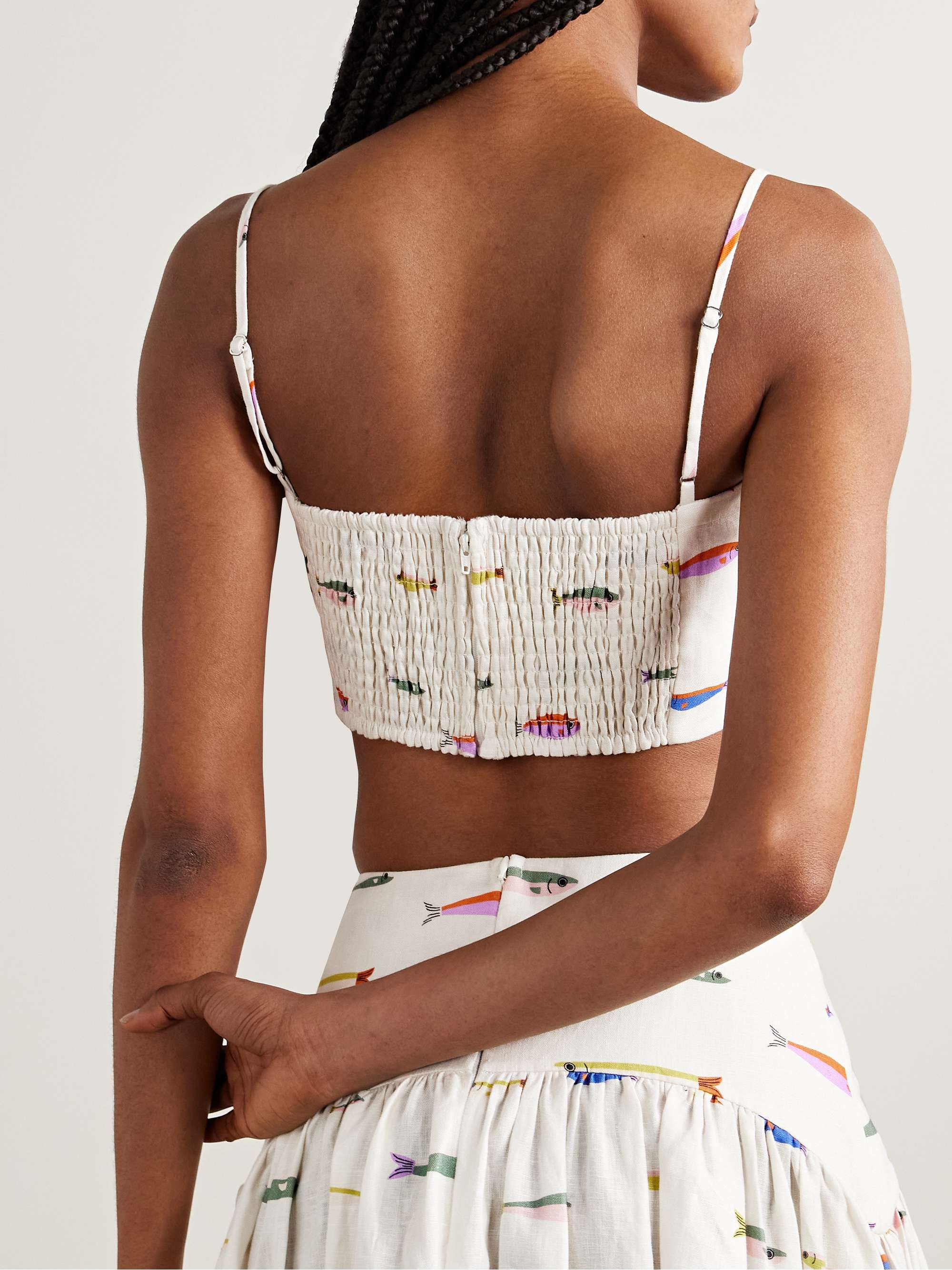 Federico cropped printed linen top view