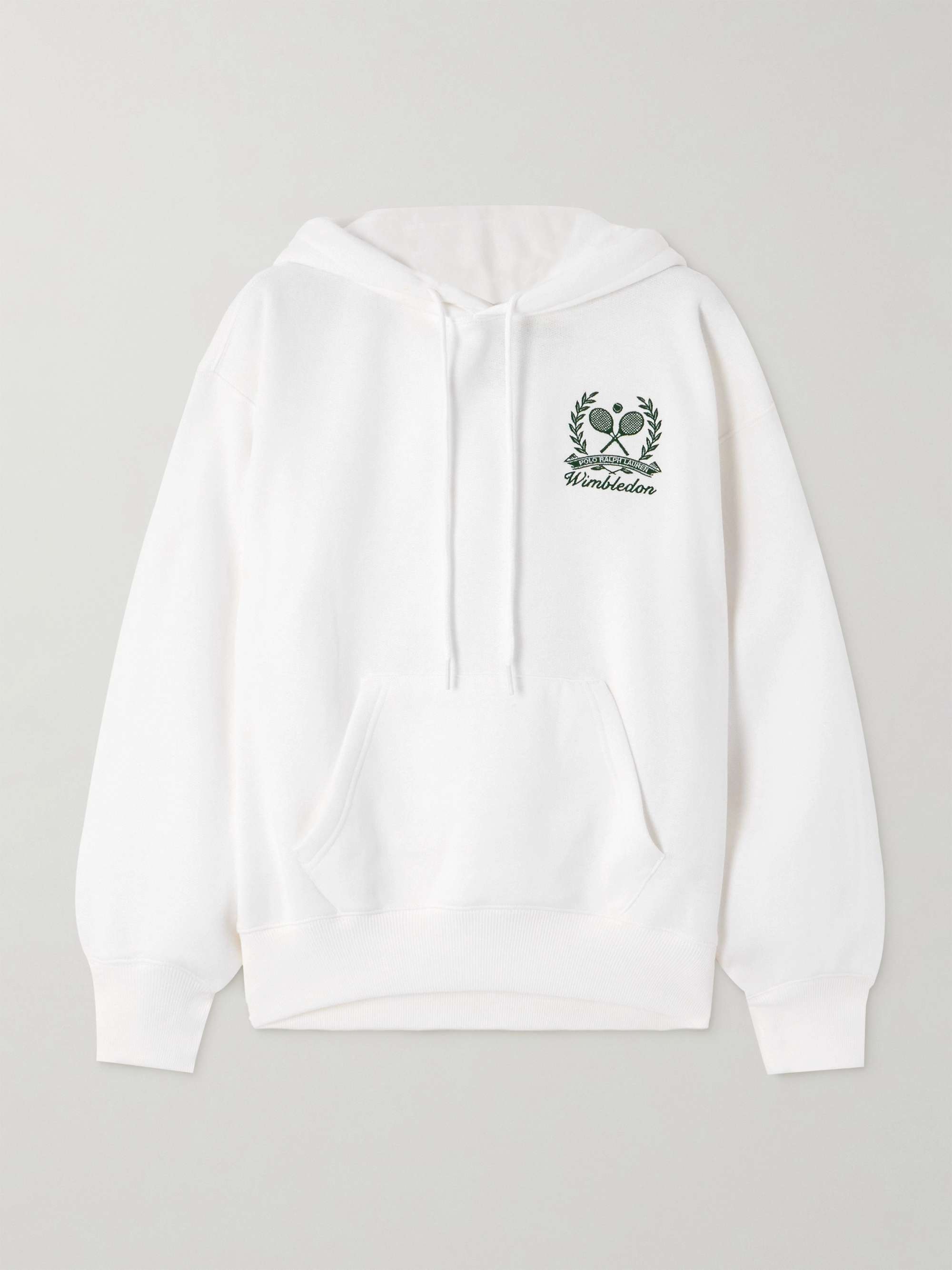 + Wimbledon embroidered cotton-blend jersey hoodie view