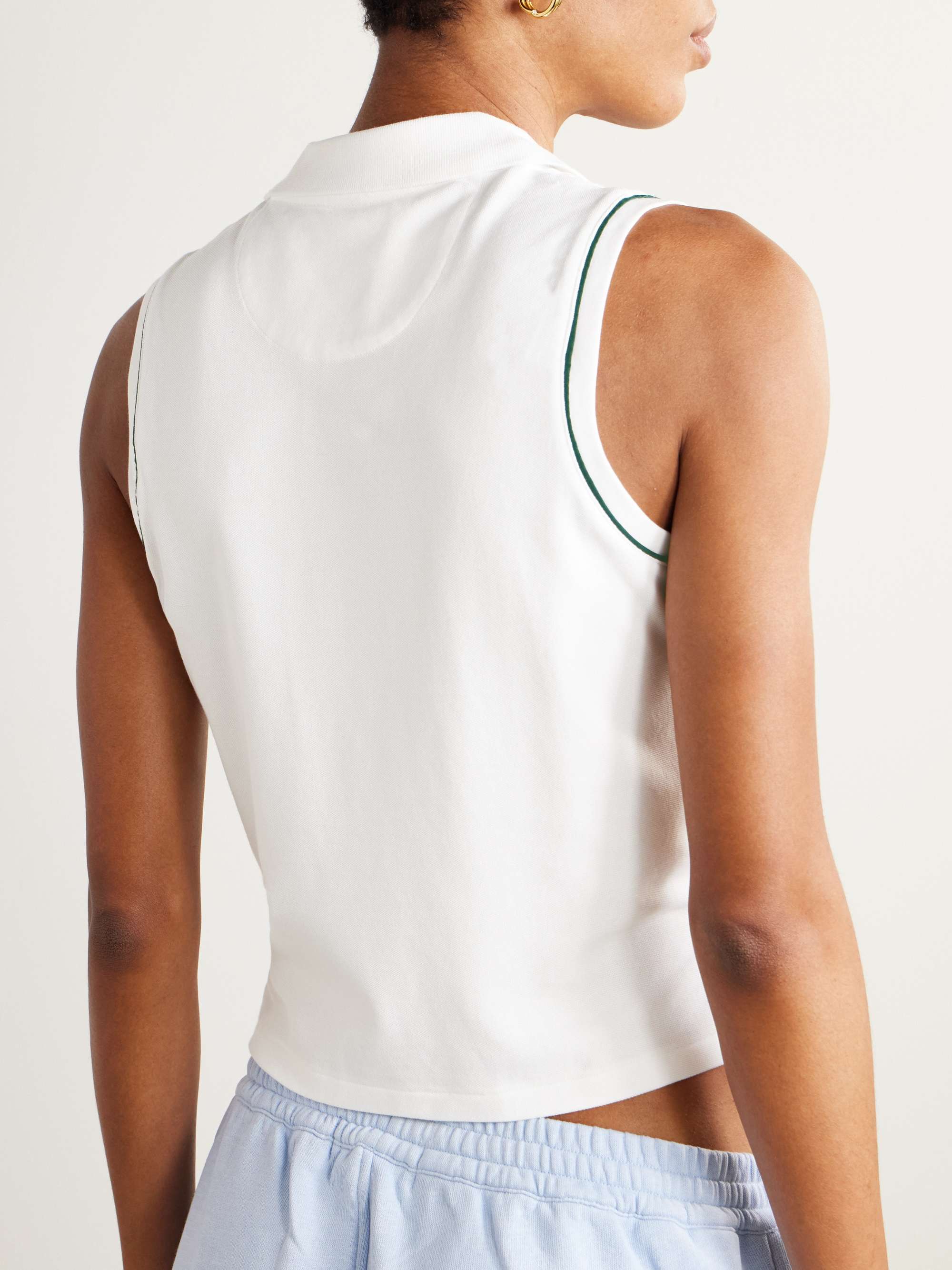 + Wimbledon embroidered cotton-blend piqué polo top view