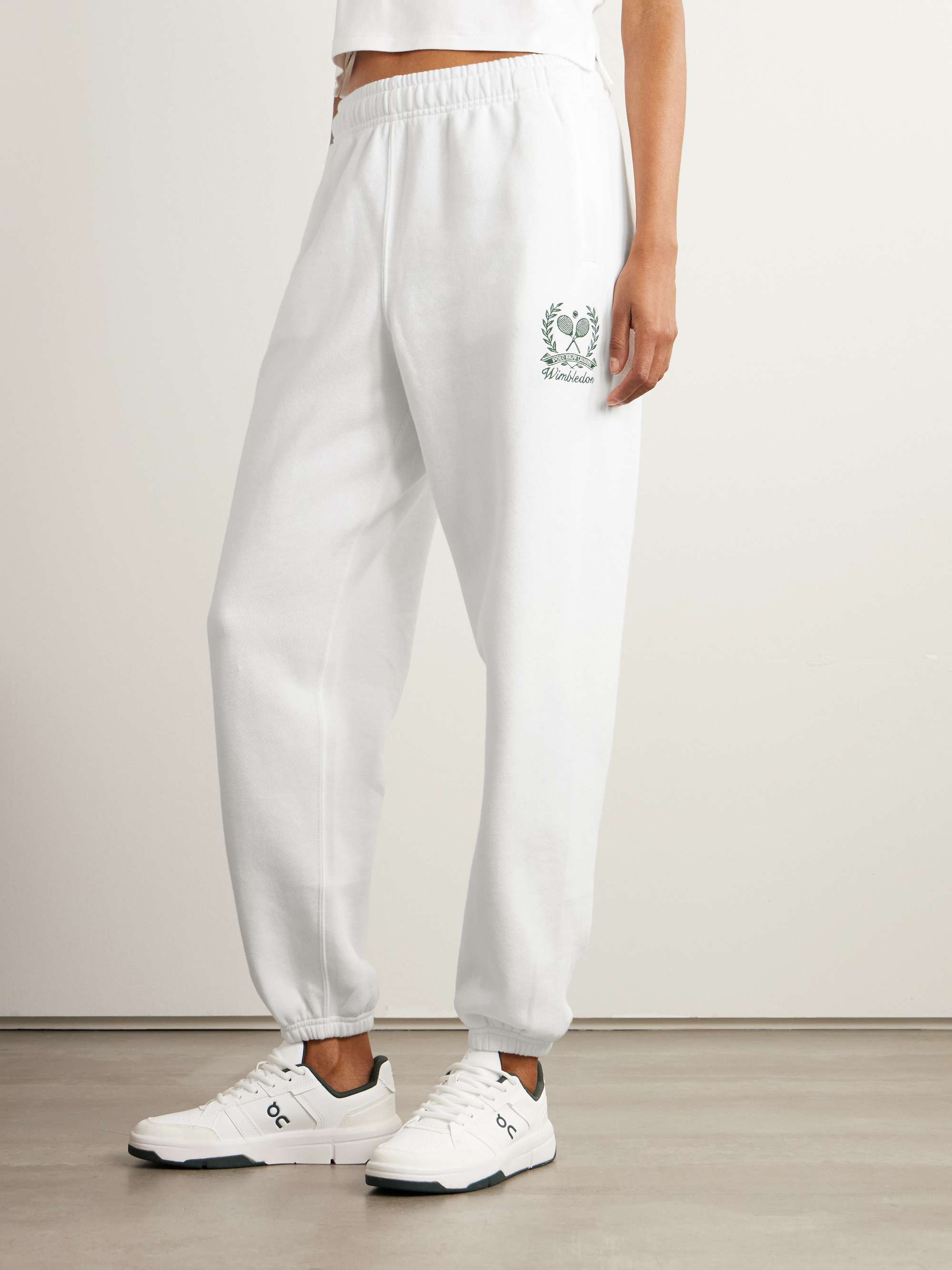 + Wimbledon embroidered cotton-blend jersey track pants view