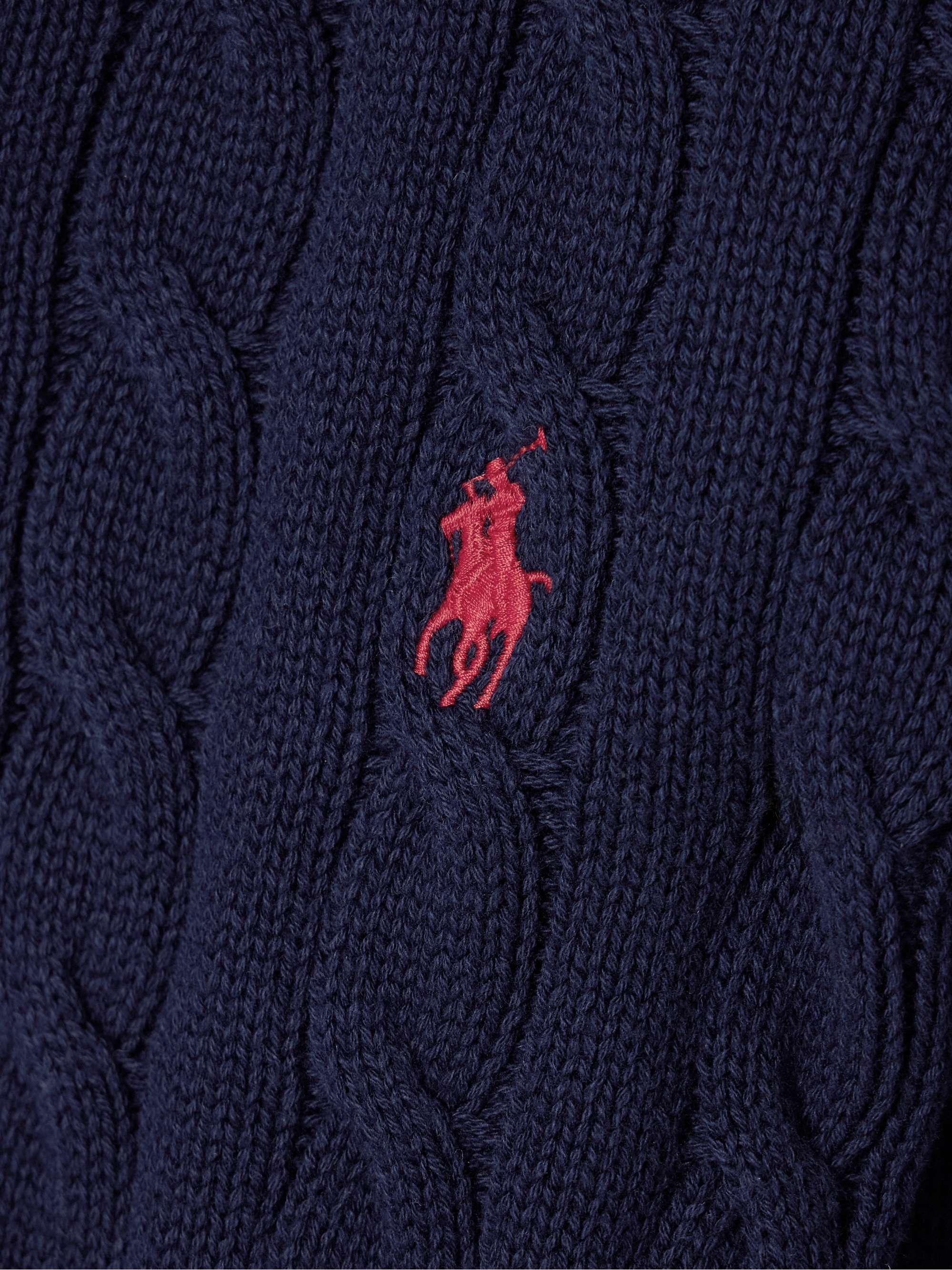 Cable-knit cotton polo sweater view