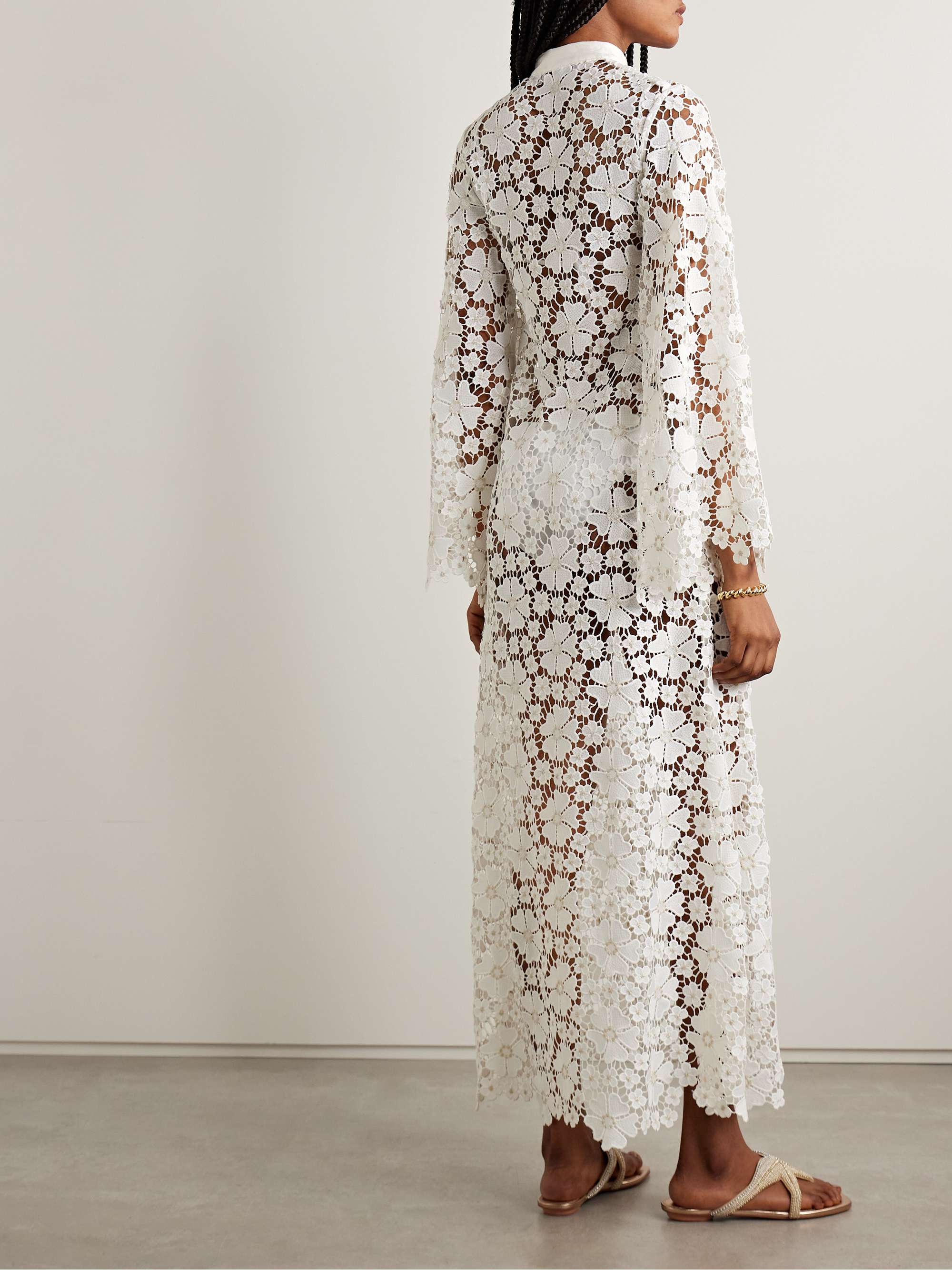 Jane silk-trimmed guipure lace kaftan view