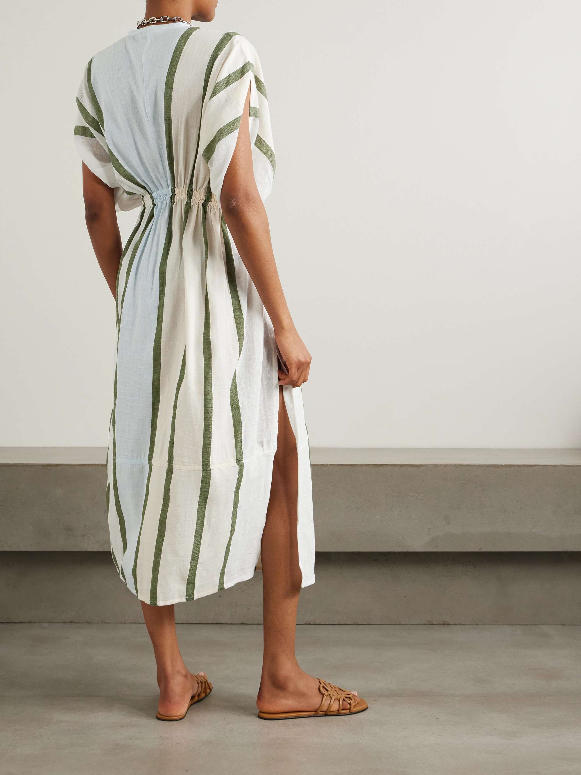 Leila striped cotton-blend coverup view