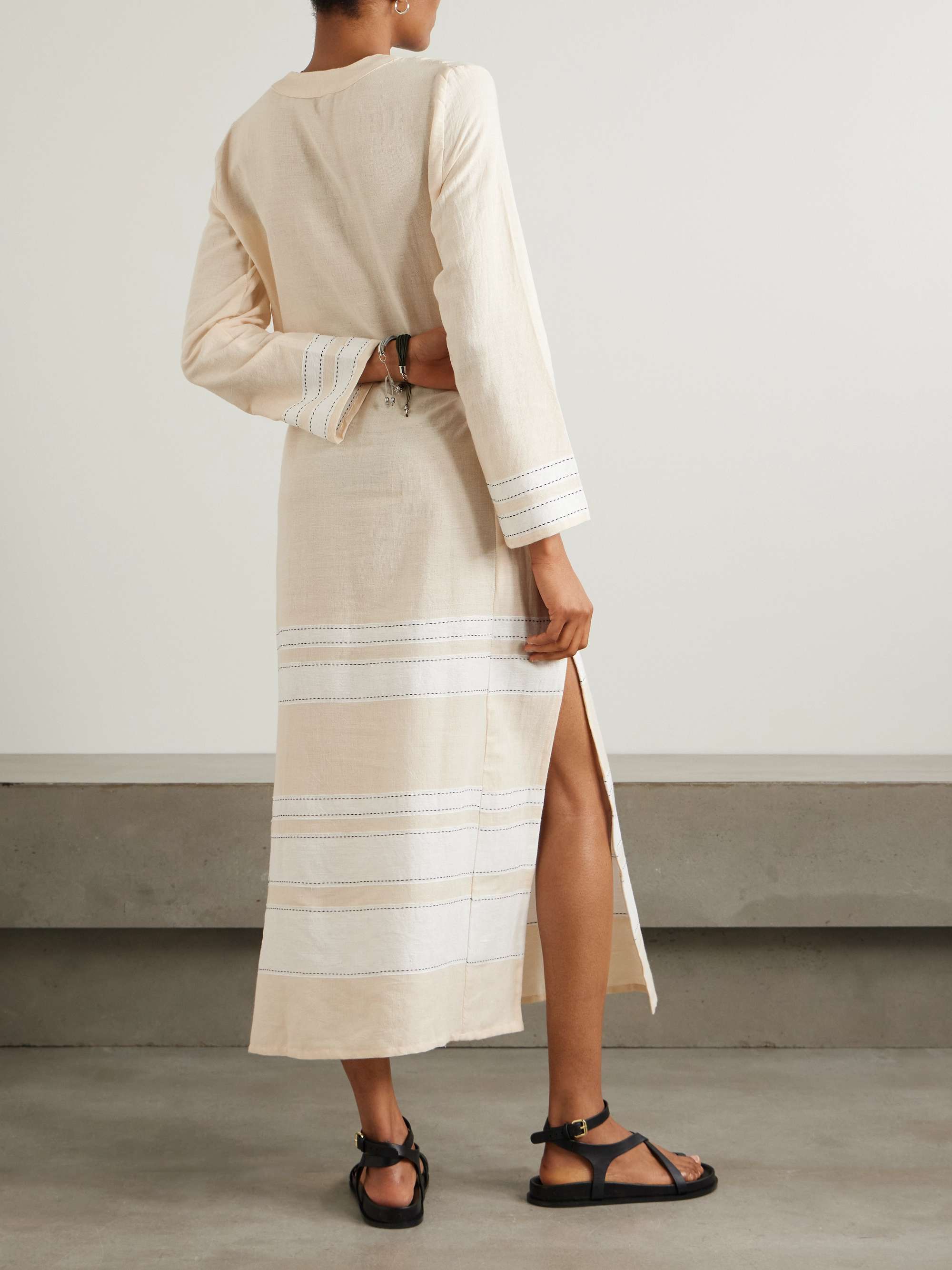 Theodora striped cotton-blend midi dress view