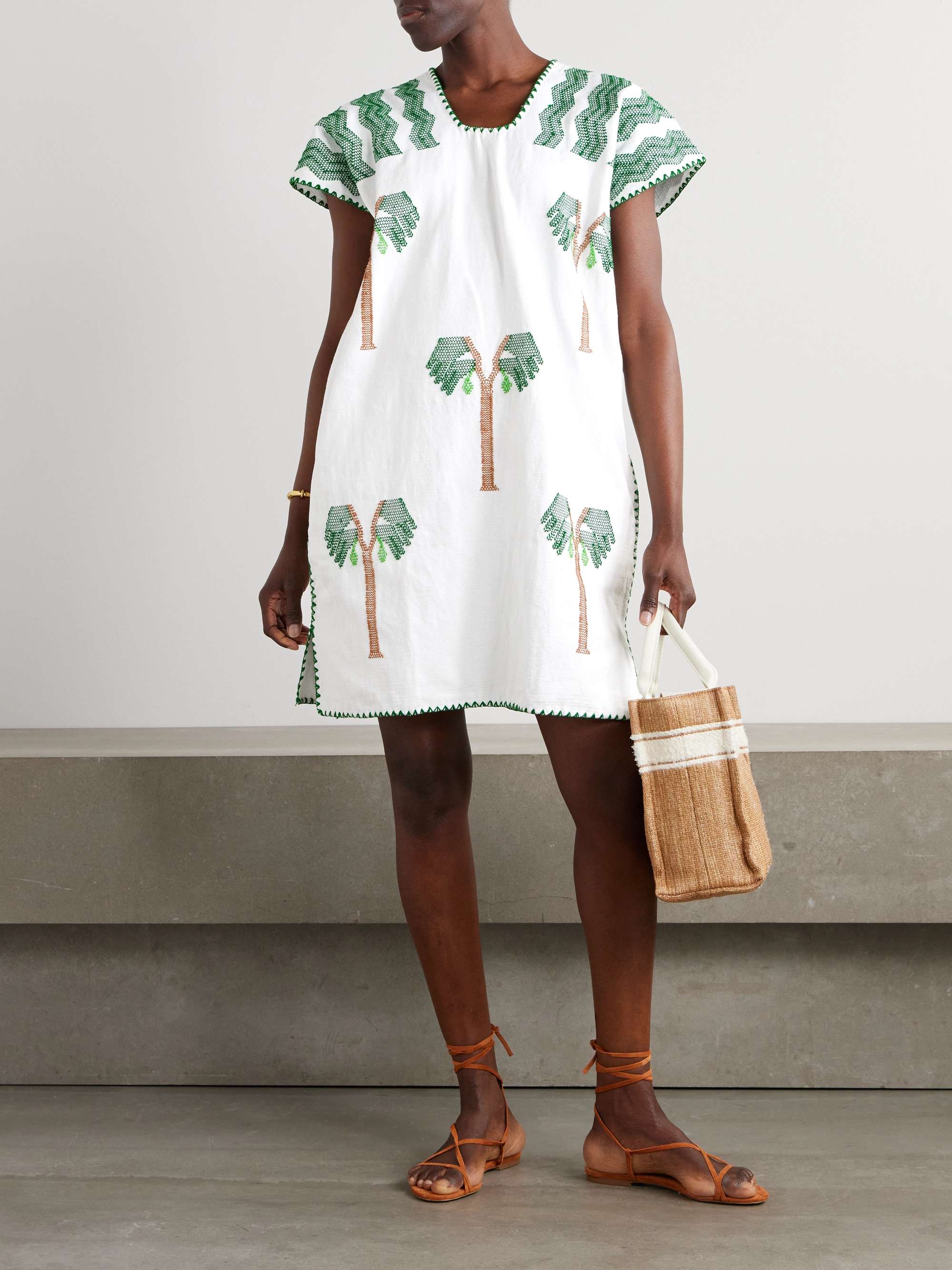 Embroidered cotton huipil view