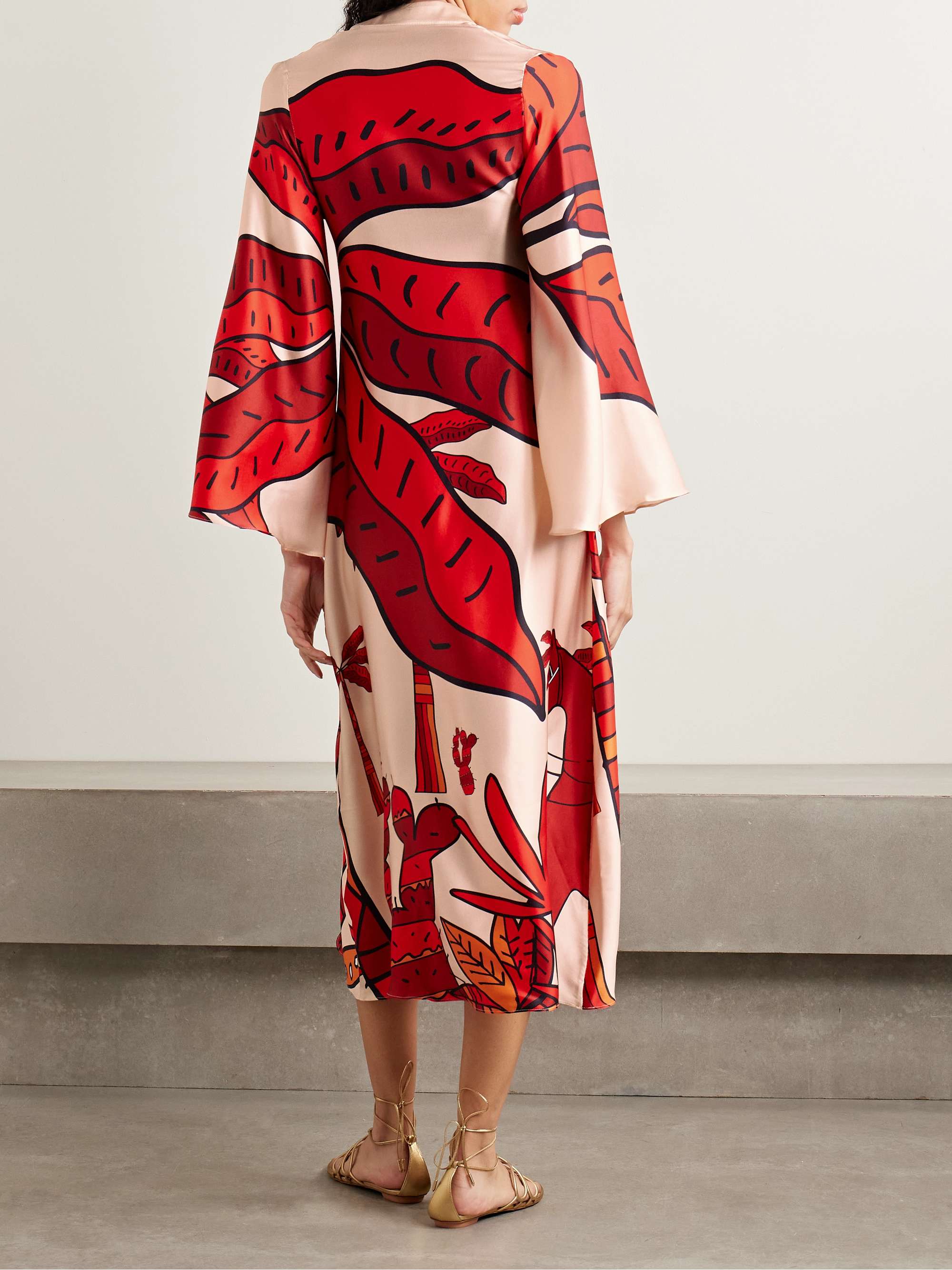 Jane printed silk-blend satin kaftan view