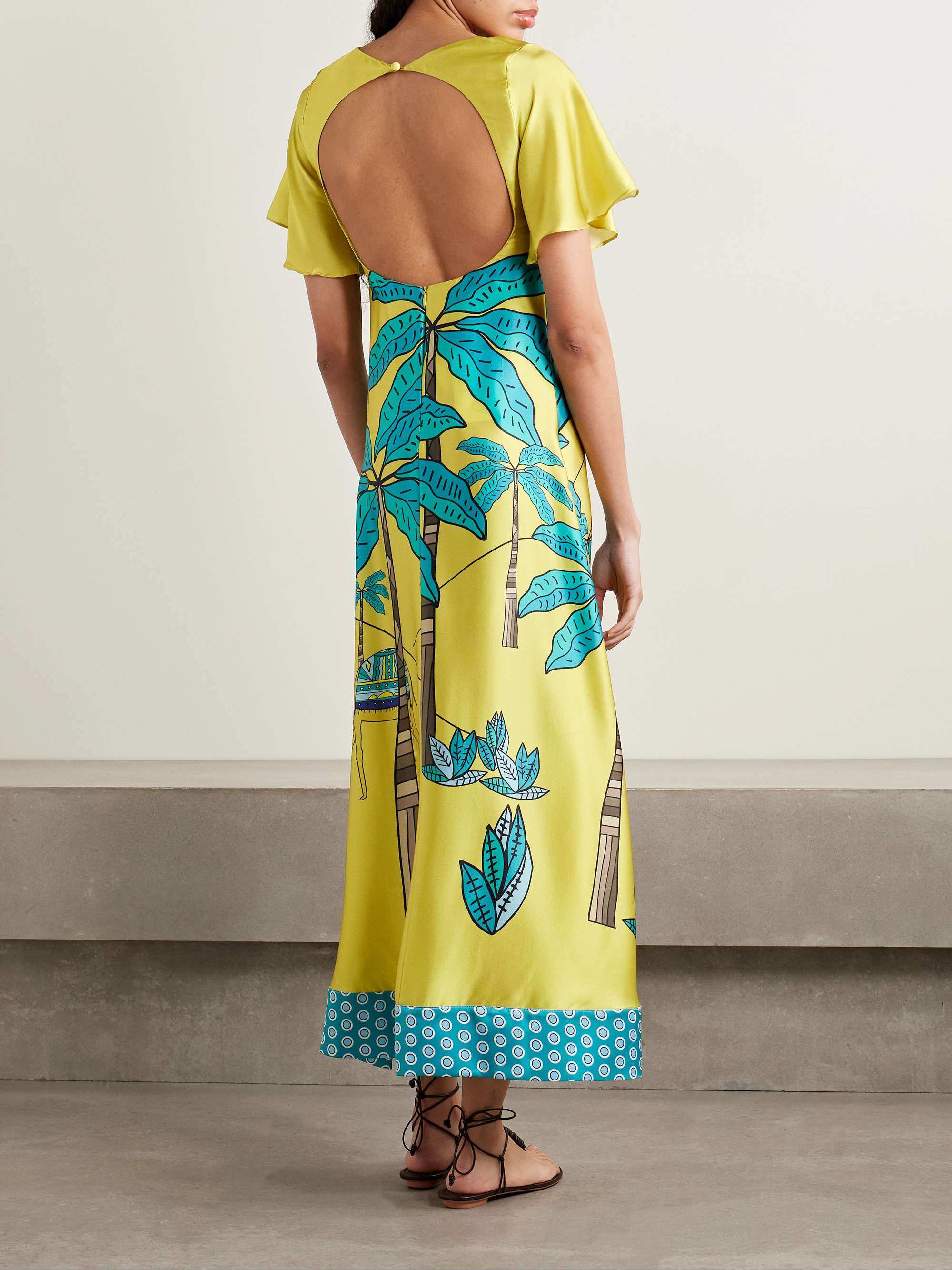 Brigitte open-back printed silk-satin maxi dress view