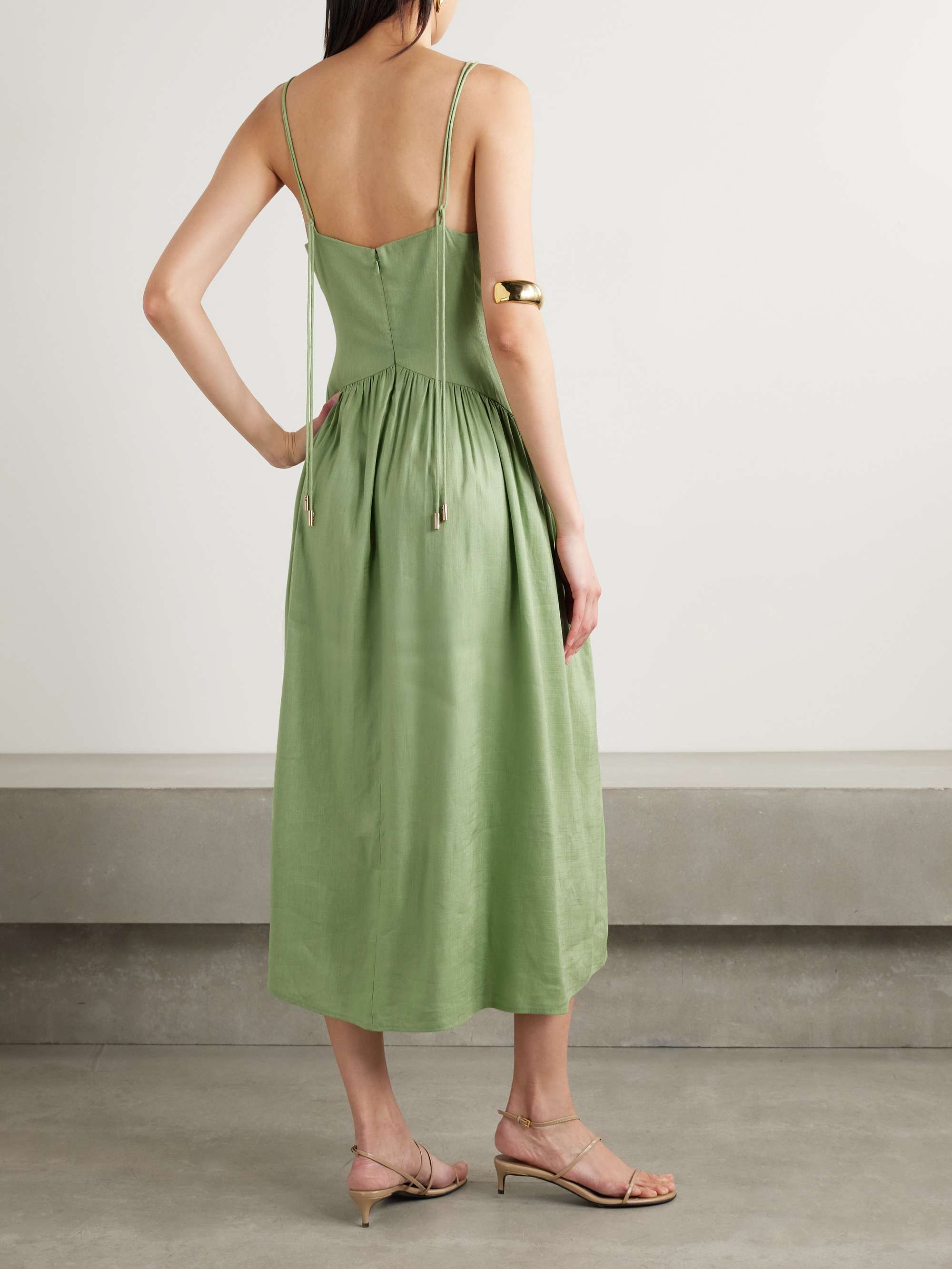 Darcey gathered linen-blend midi dress view