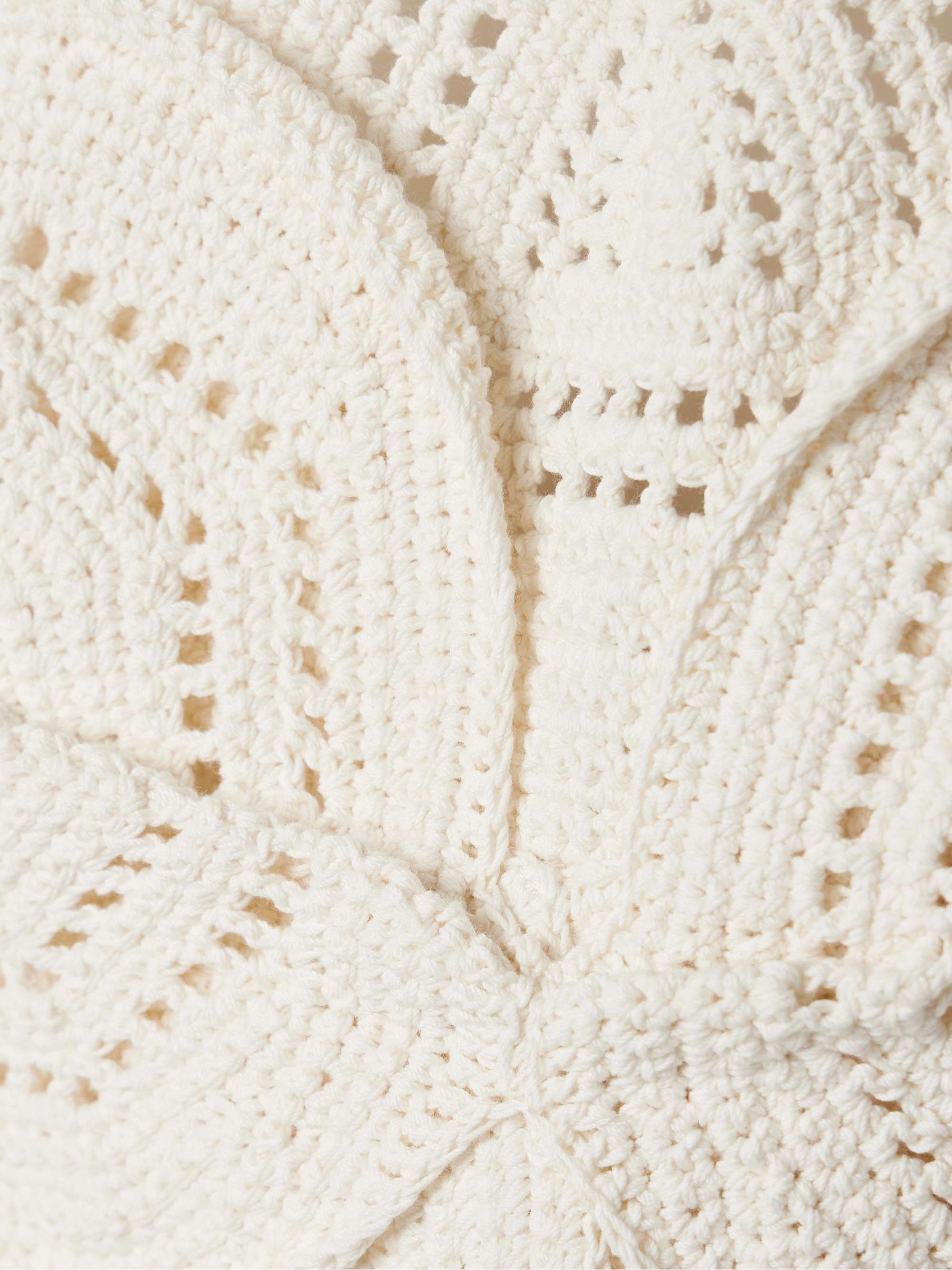 Emelia cropped crocheted cotton halterneck top view