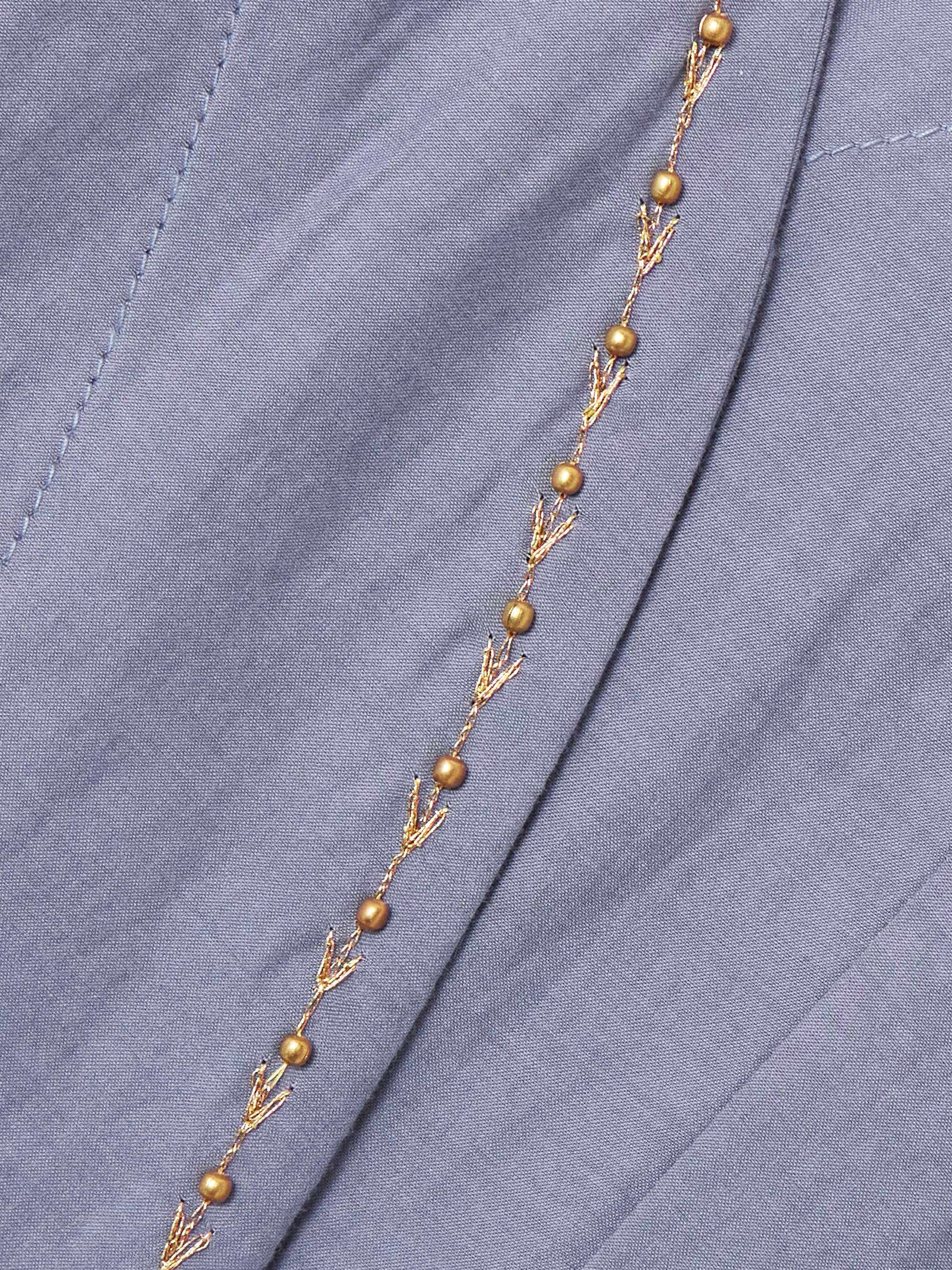 Embellished embroidered cotton and silk-blend maxi wrap dress view