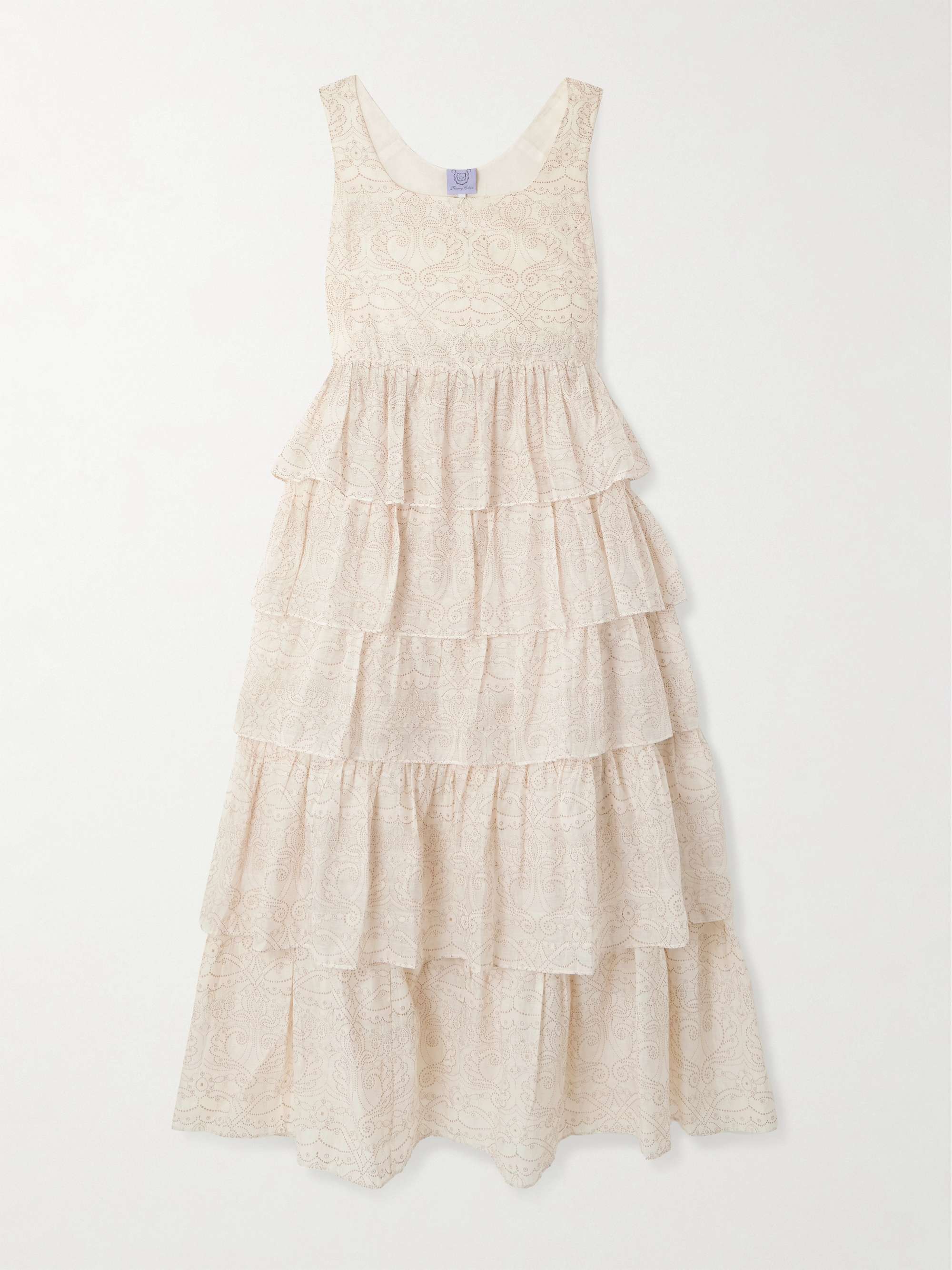 Ines tiered printed cotton and silk-blend maxi dress view