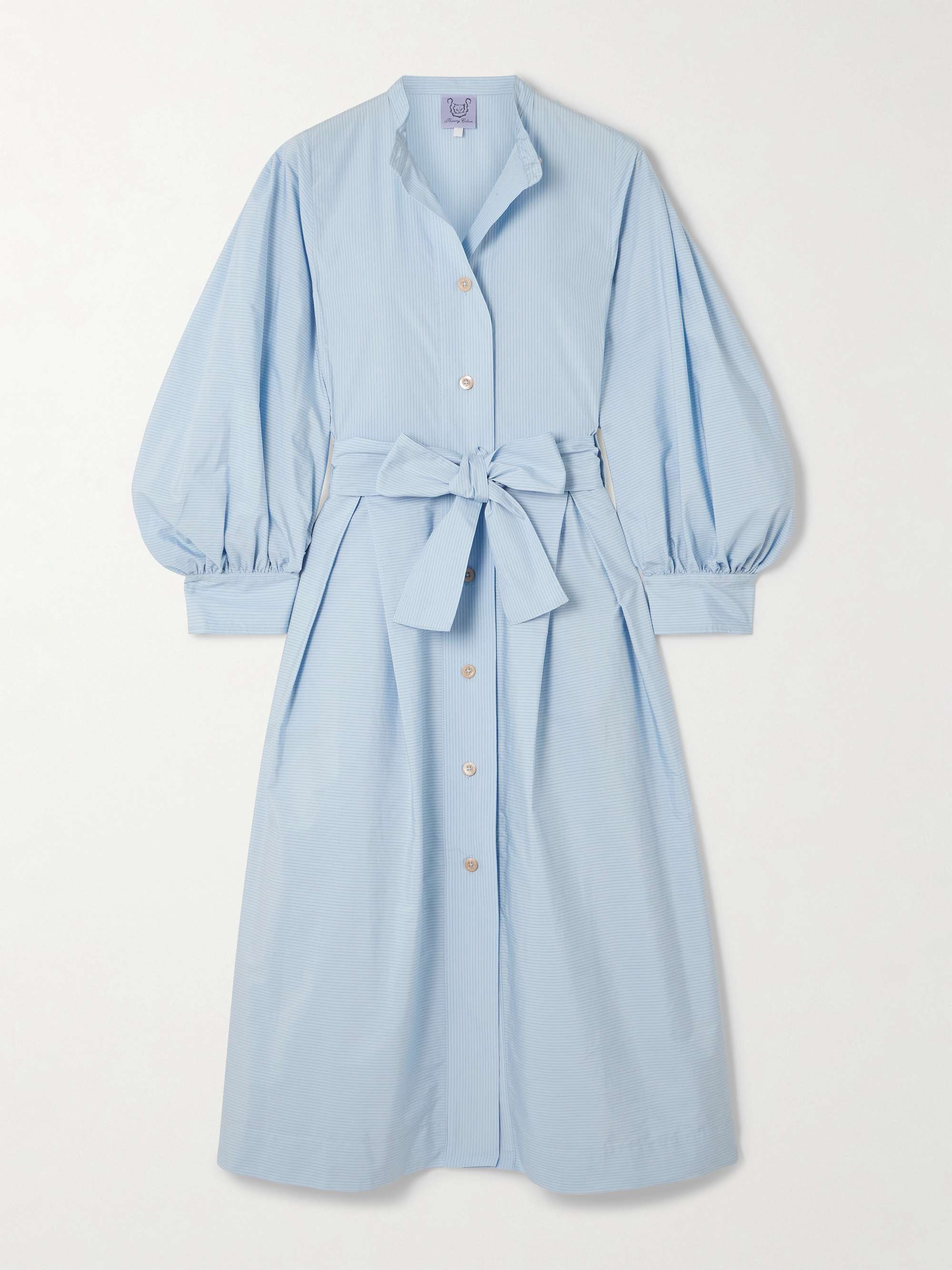 Yvonne belted striped cotton-poplin midi shirt dress view