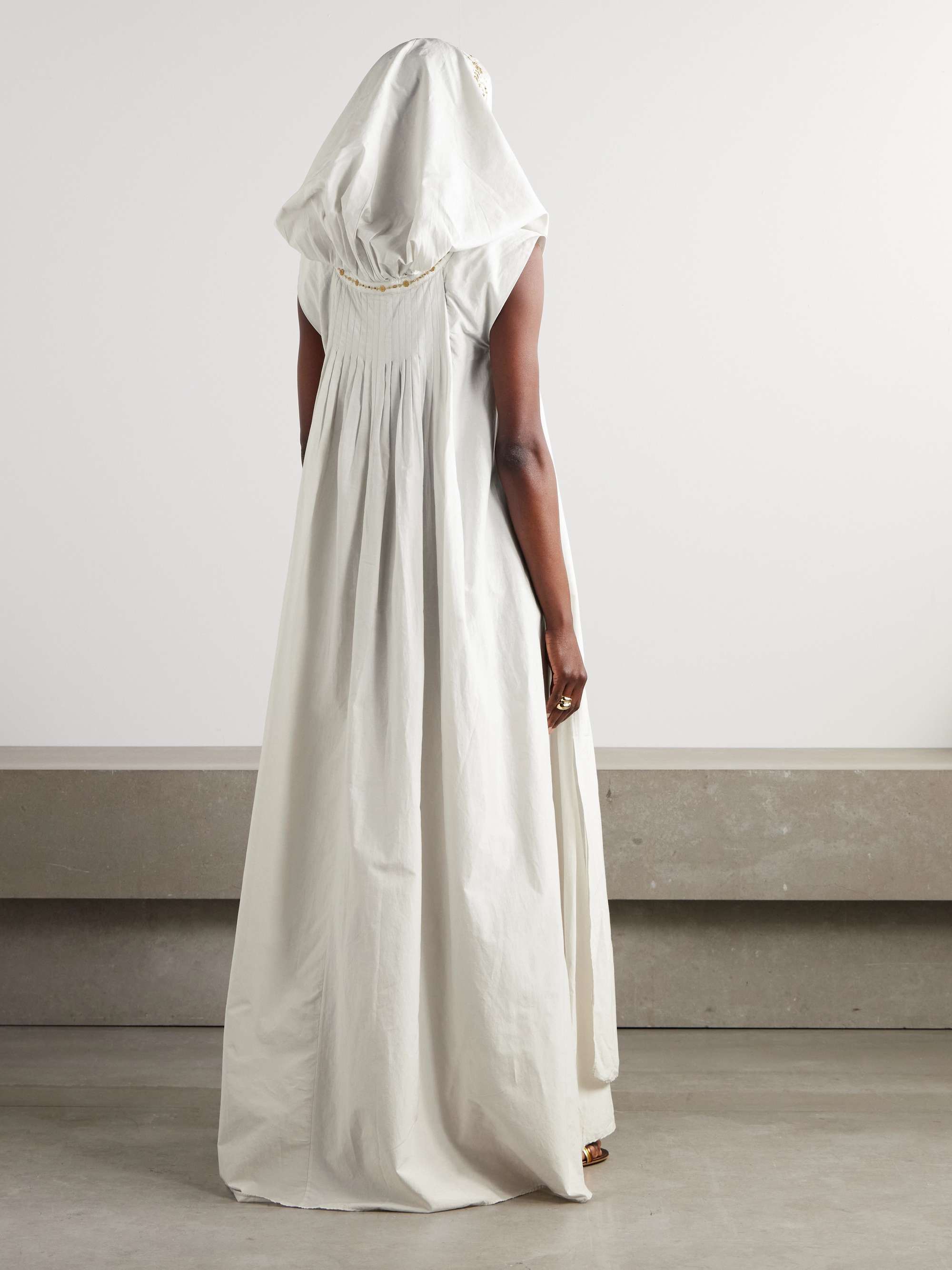 Eden hooded embellished embroidered cotton and silk-blend coverup view