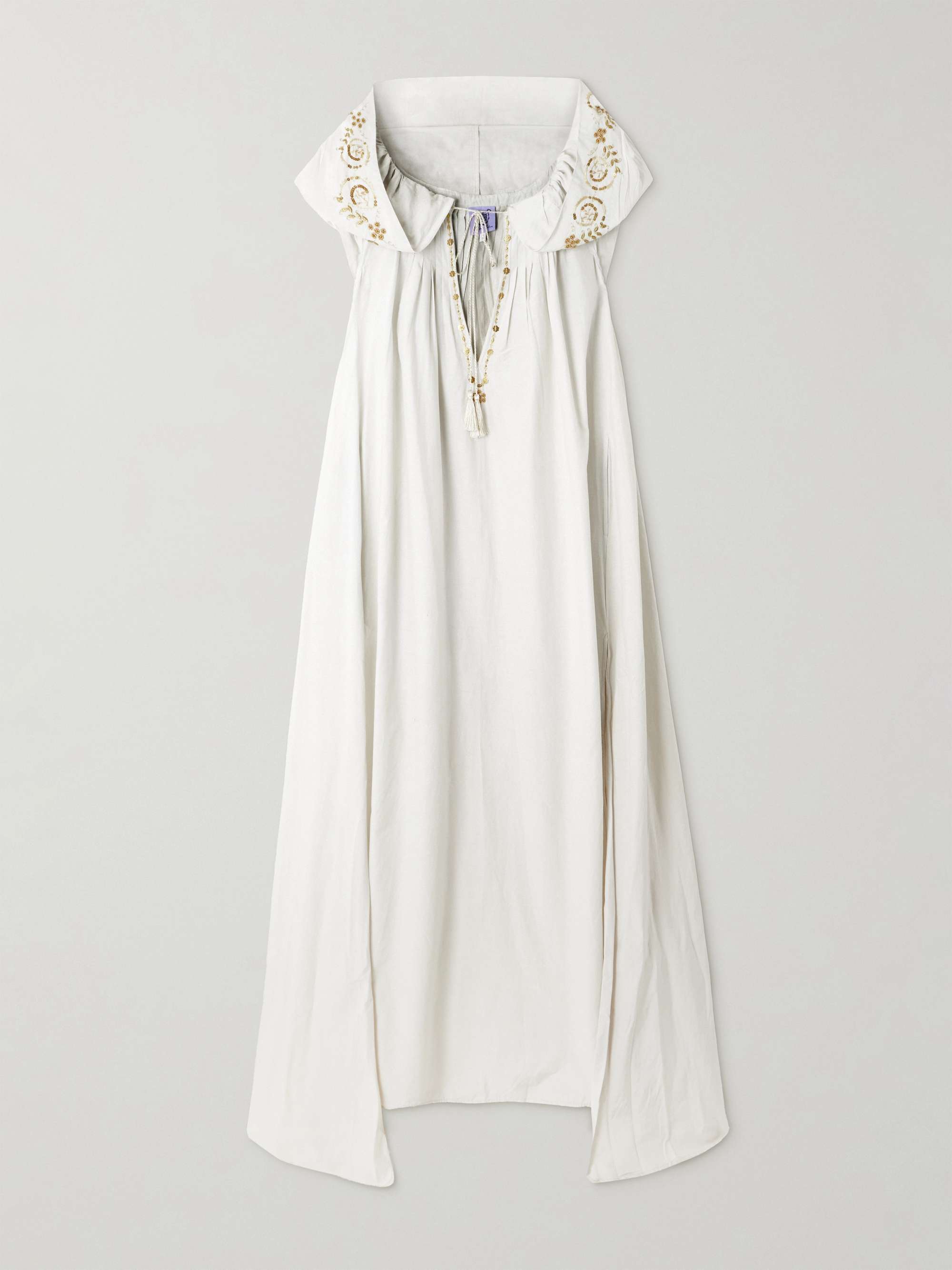 Eden hooded embellished embroidered cotton and silk-blend coverup view