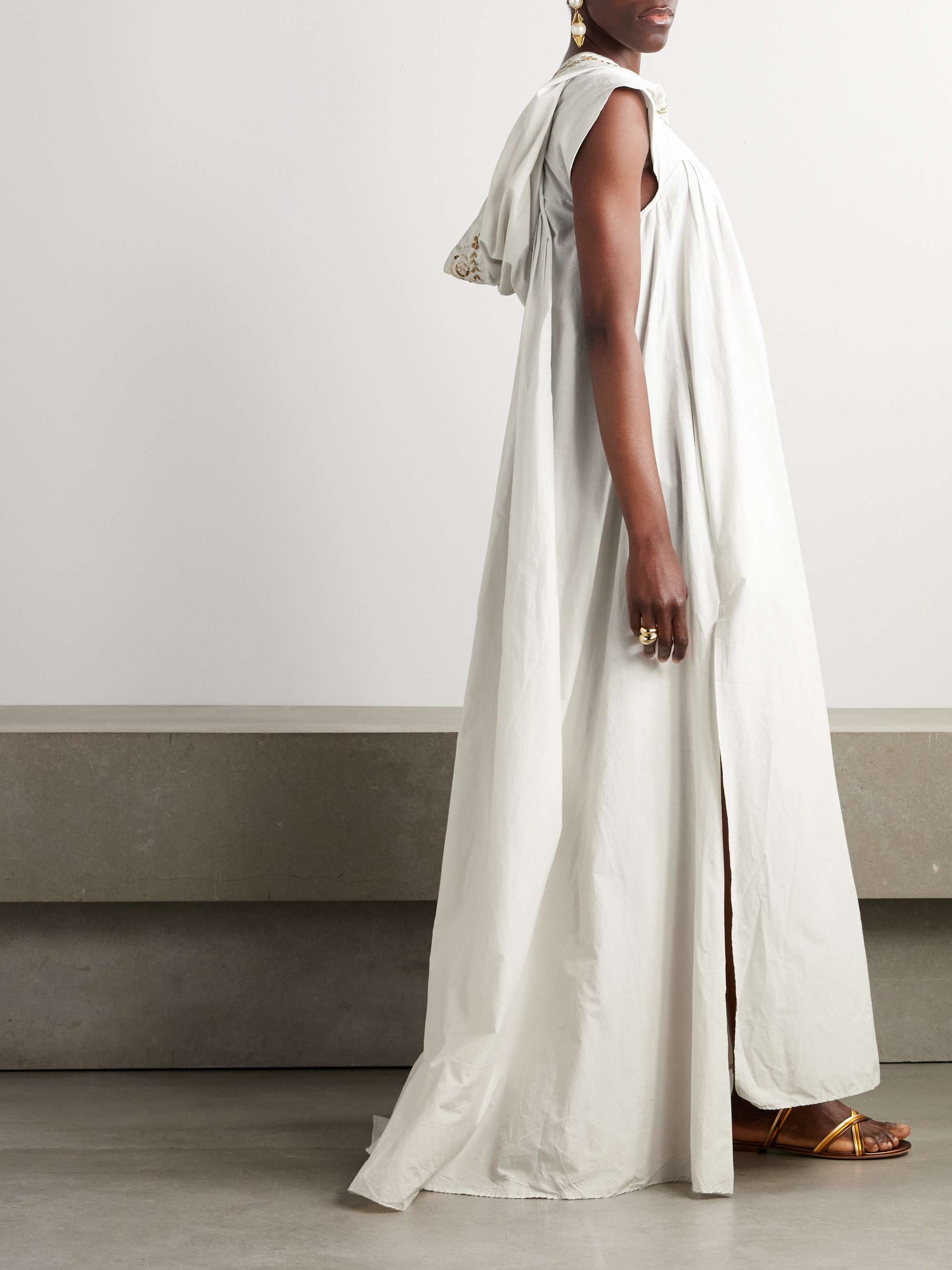 Eden hooded embellished embroidered cotton and silk-blend coverup view