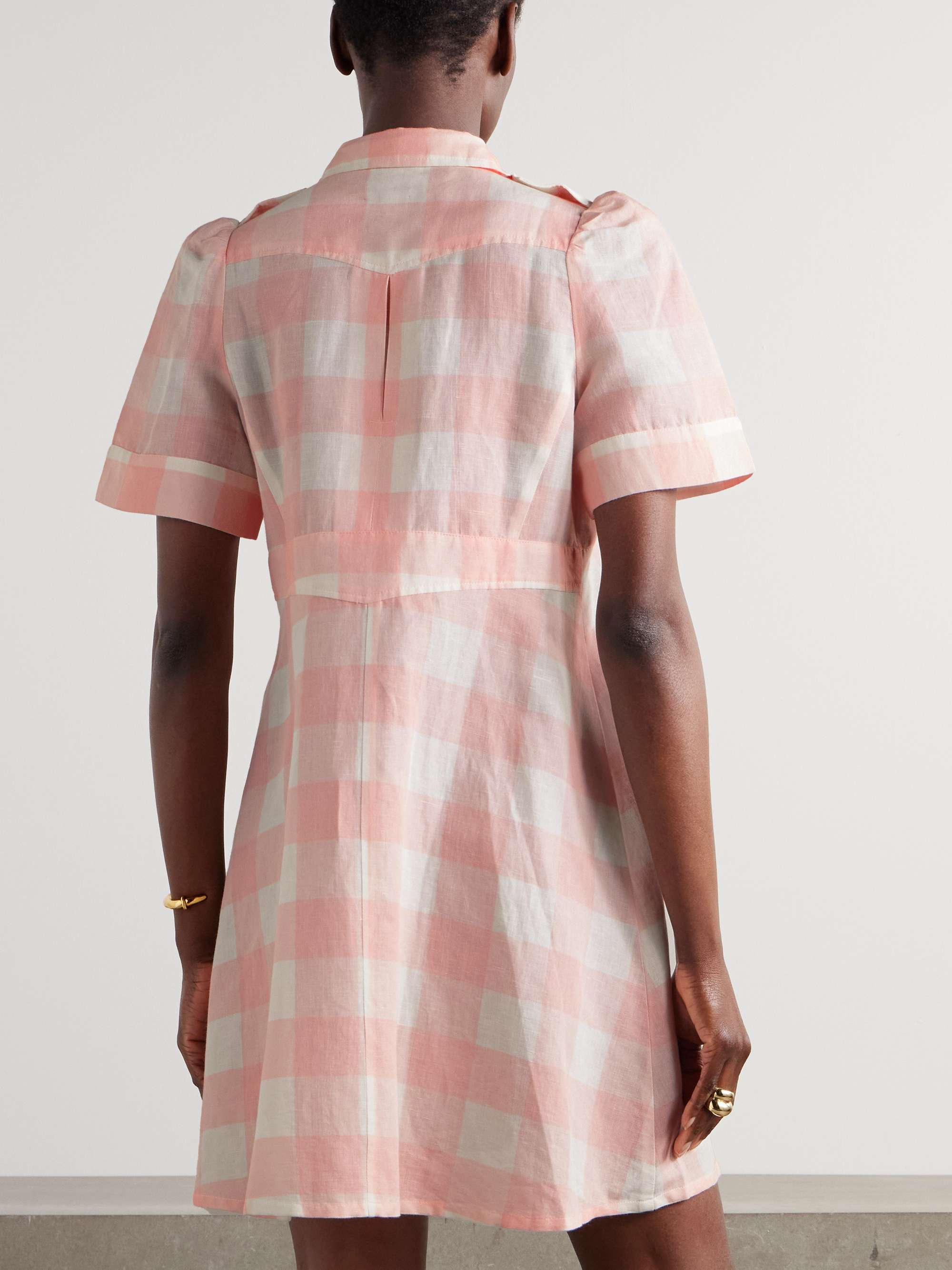 Boa checked linen and cotton-blend mini dress view