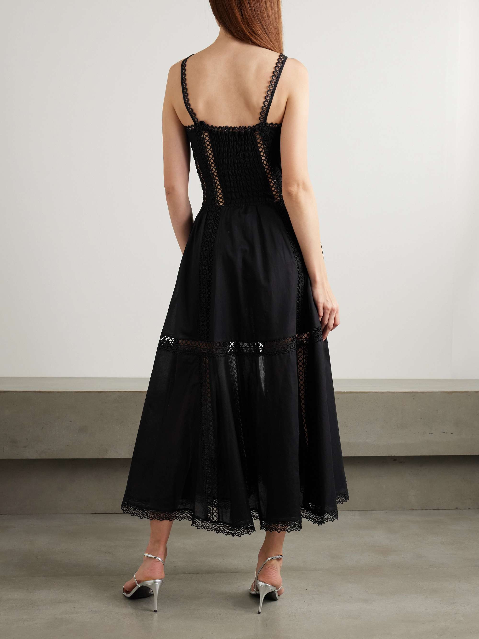 Dafelle scalloped guipure lace-trimmed cotton-blend voile midi dress view