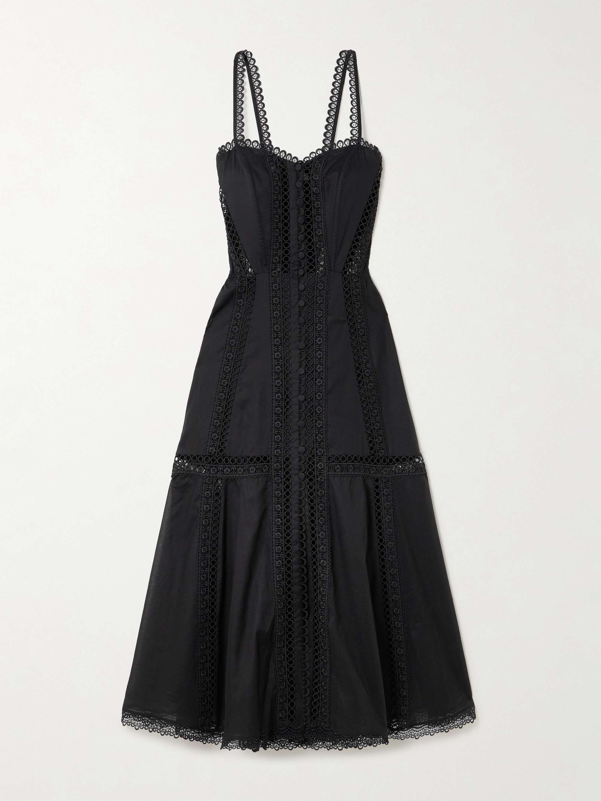 Dafelle scalloped guipure lace-trimmed cotton-blend voile midi dress view