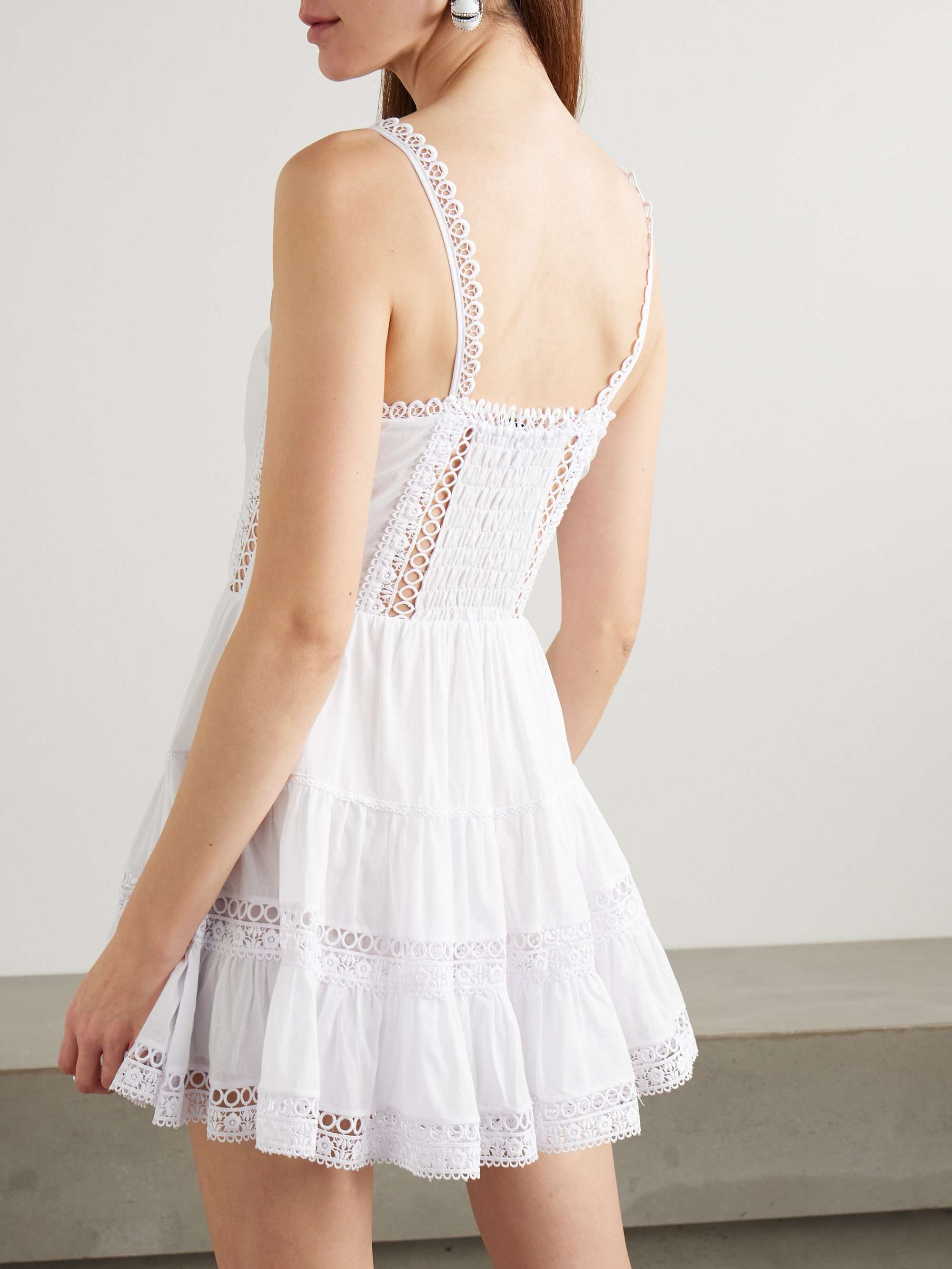 Lenora tiered guipure lace-trimmed cotton-blend voile mini dress view