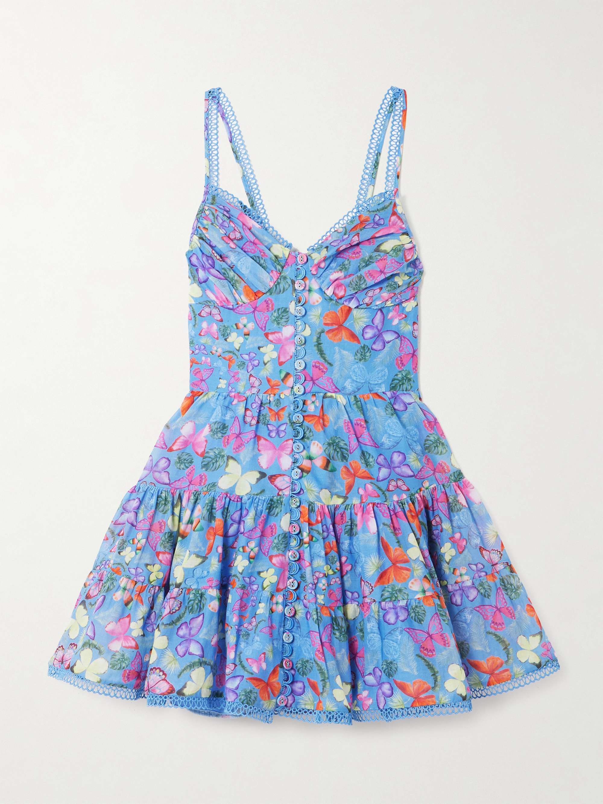 Angy tiered printed cotton-blend mini dress view